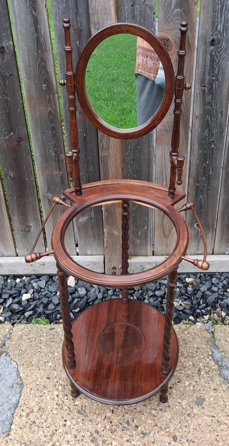 Antique Wash Stand with Mirror and Ceramic Basin - photo 2