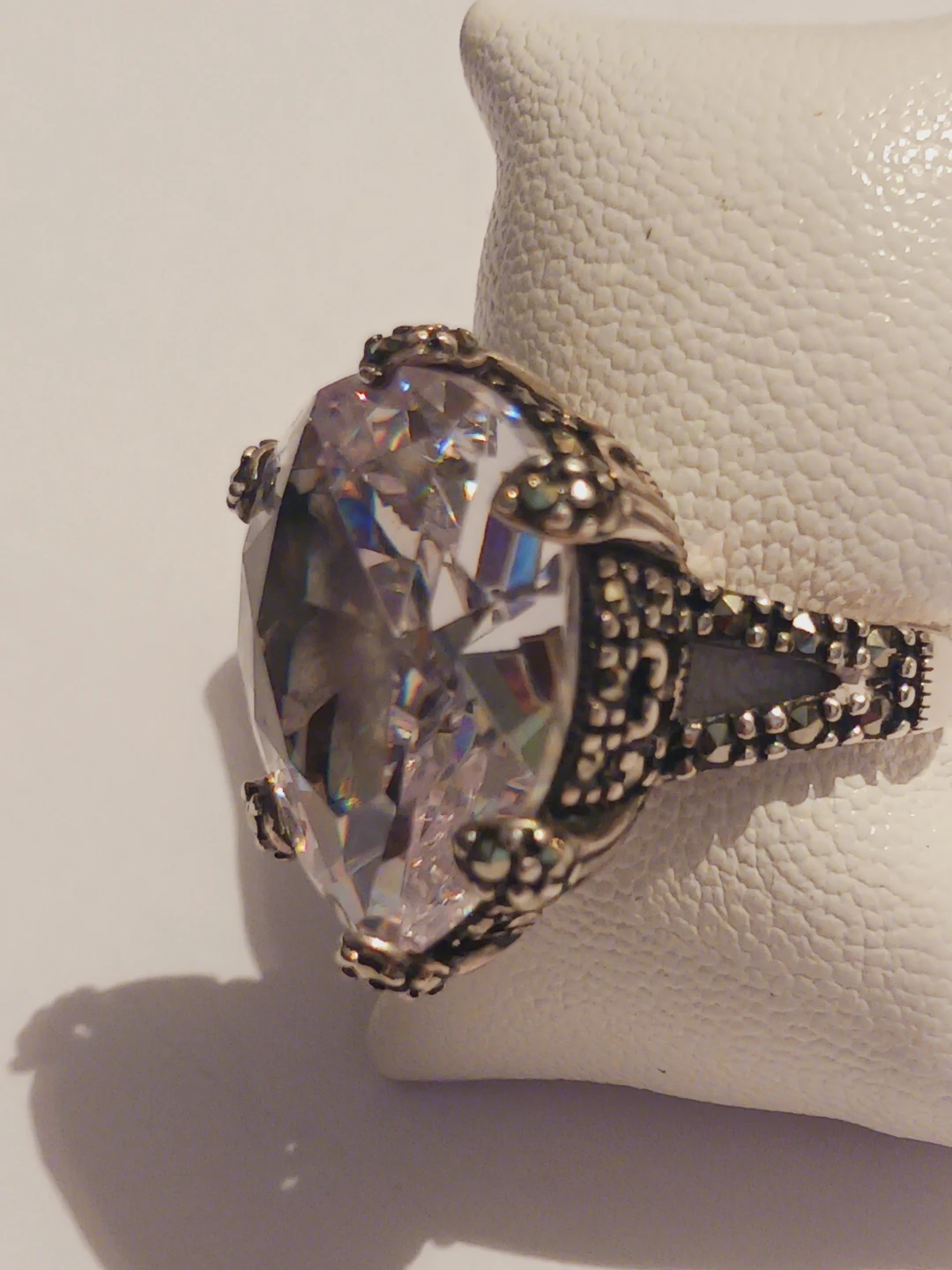 Sterling Silver 925  Large Crystal Statement Ring.6. - photo 4