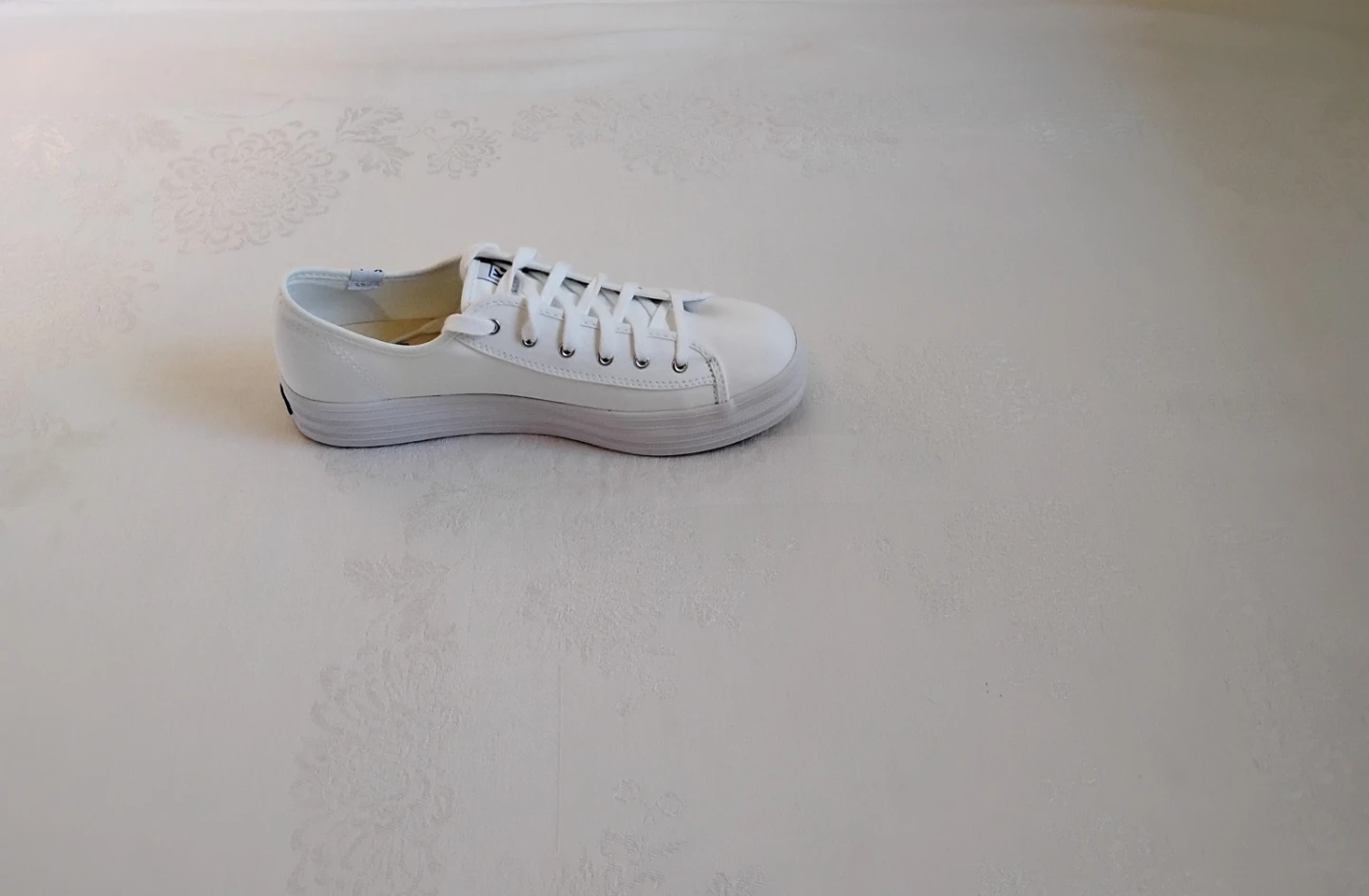Ladies White Organic Cotton Platform Keds