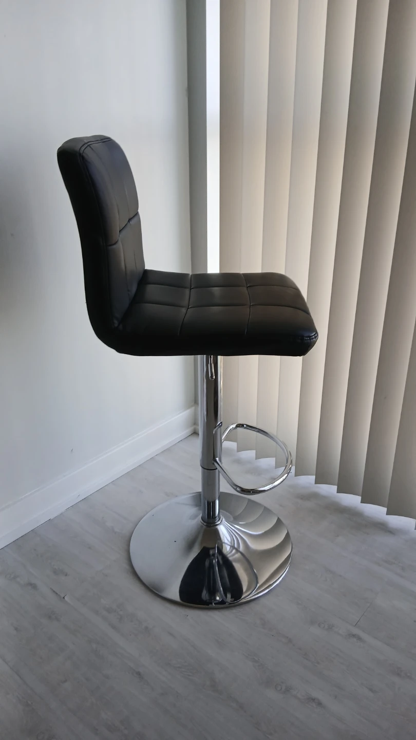 Black Faux Leather Bar Stool - photo 2
