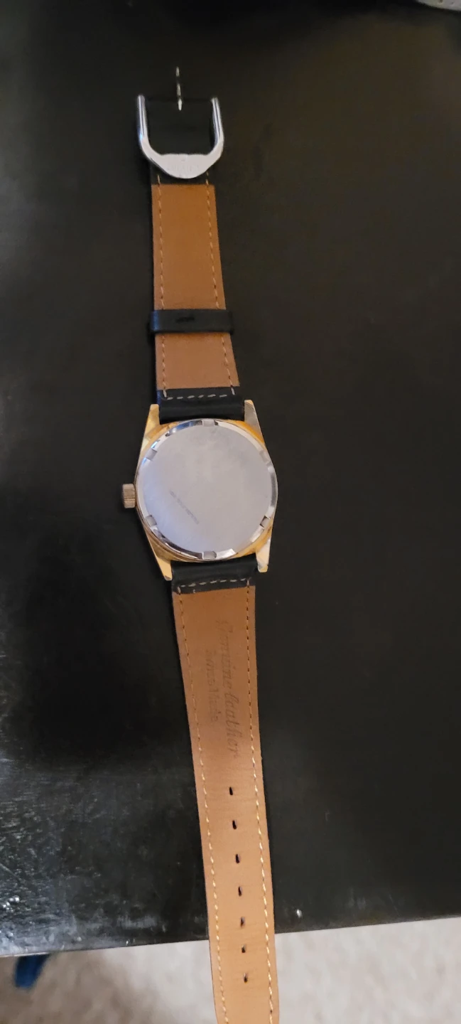 Caravelle Gold Tone Watch with Black Leather Strap - photo 3