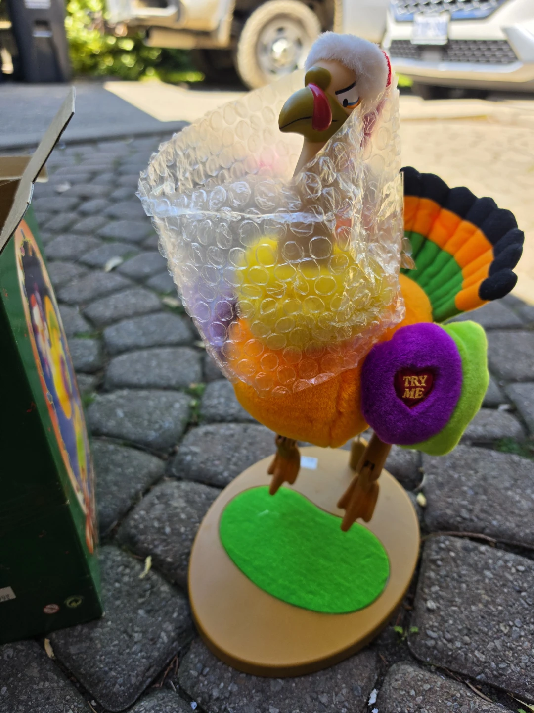 Rare Dancing Turkey Toy with Santa Hat