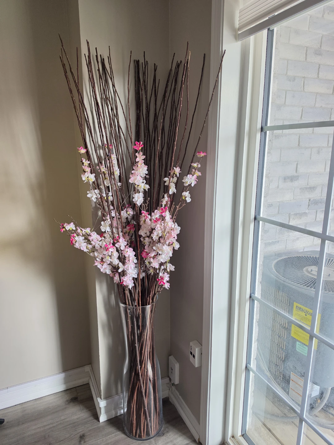 Tall Decorative Branches with Pink and White Flowers