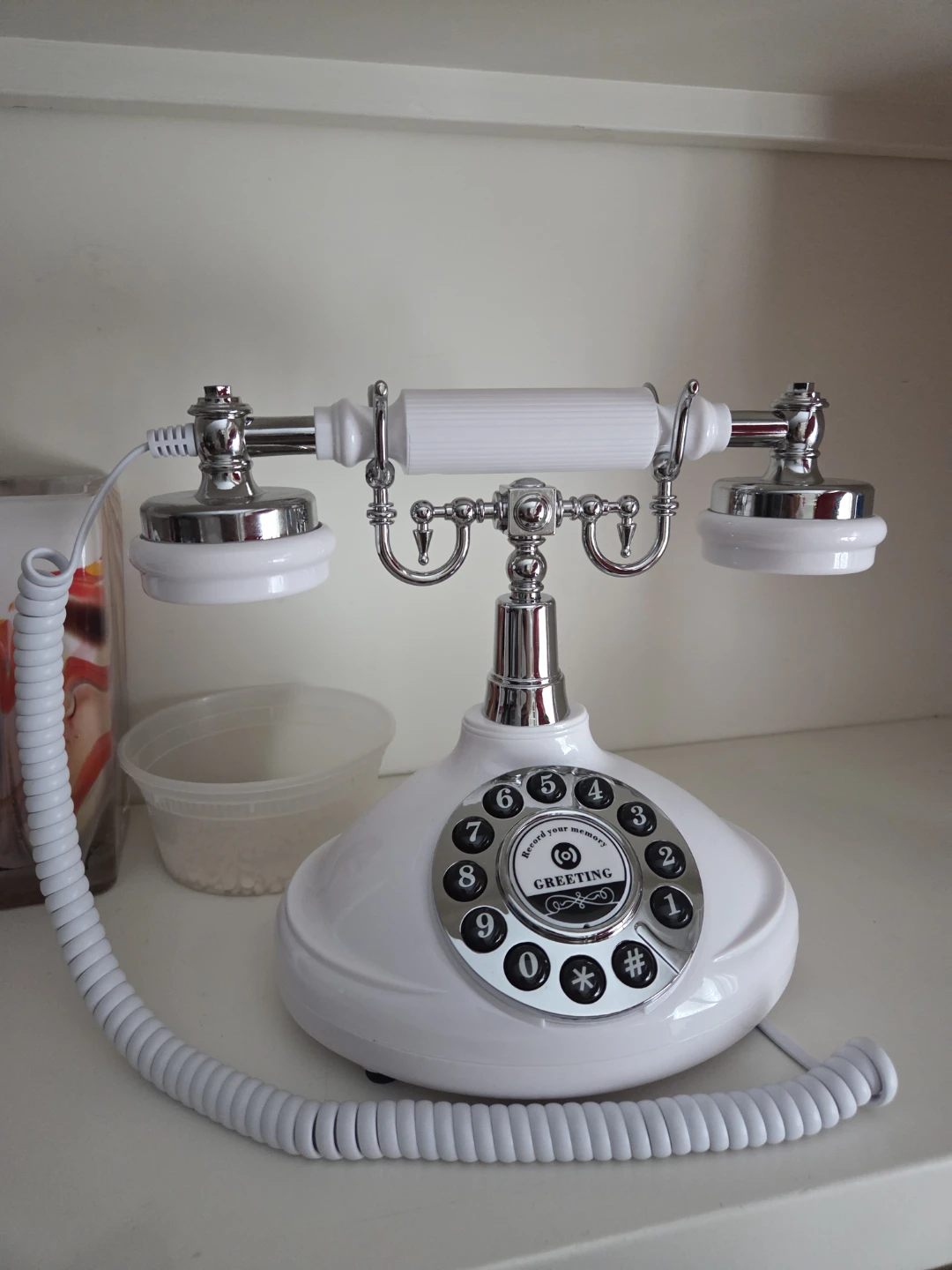 White Vintage Rotary Dial Telephone (wedding audio book)