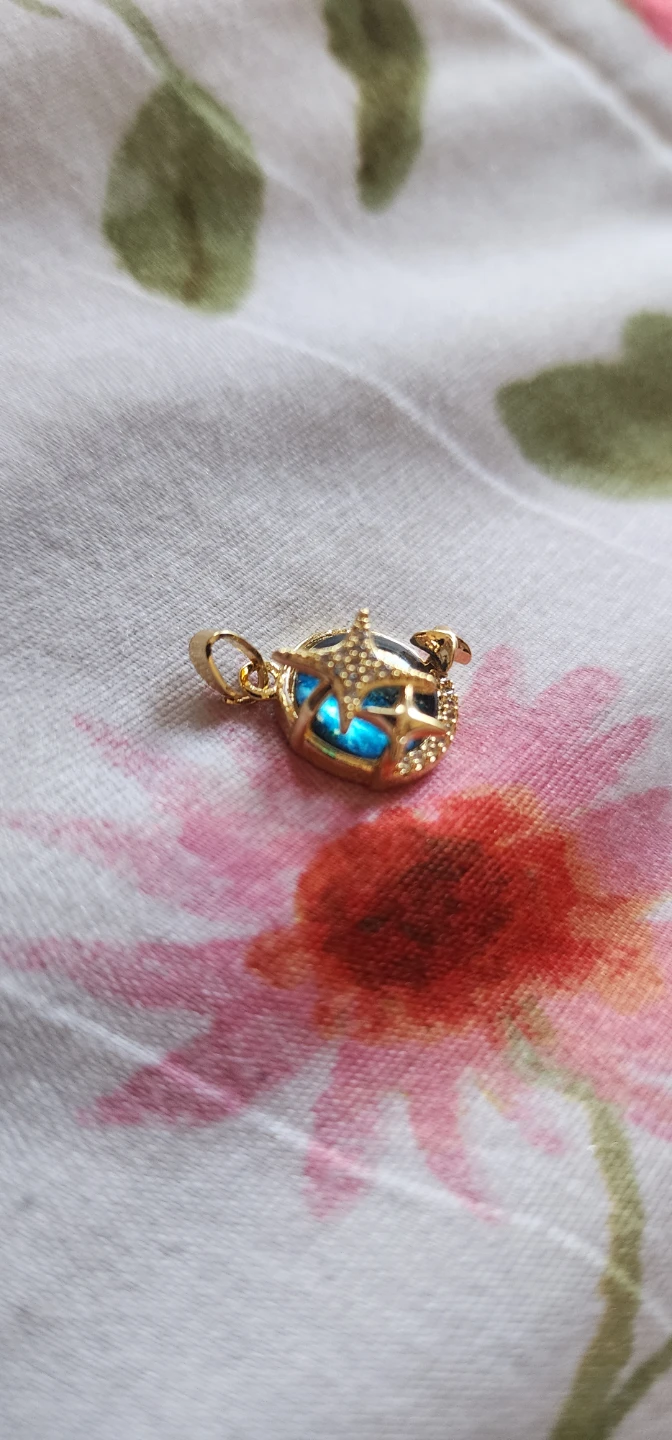 Gold platted Celestial Pendant with Blue Enamel and Crystals - photo 3