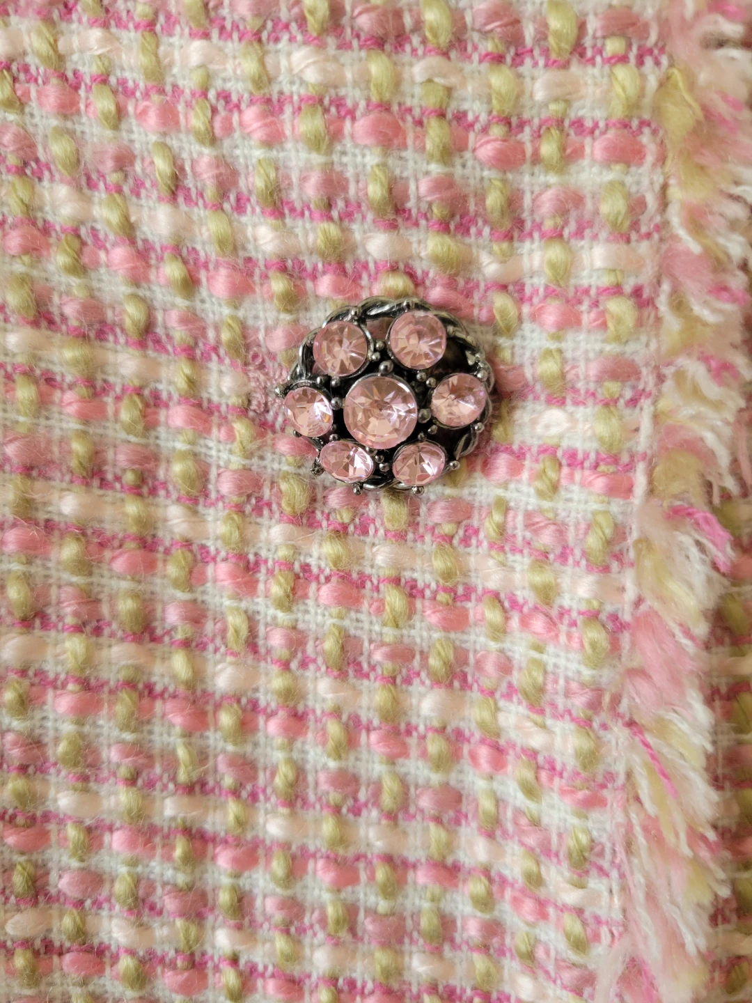 C&A Pink Tweed Blazer Jacket with Rhinestone Buttons - photo 2