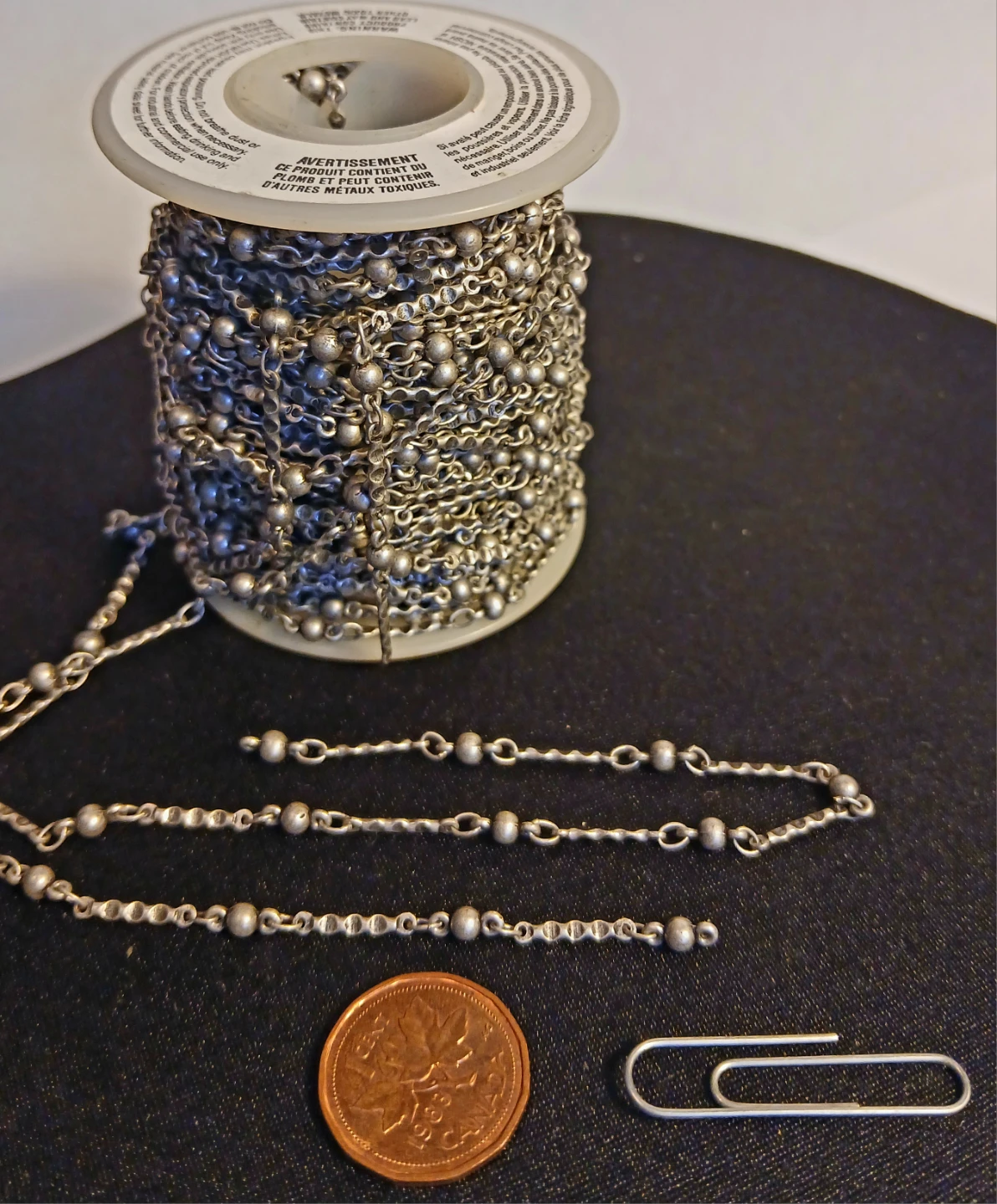 Beaded Chain - Silver Tone - 5 feets
