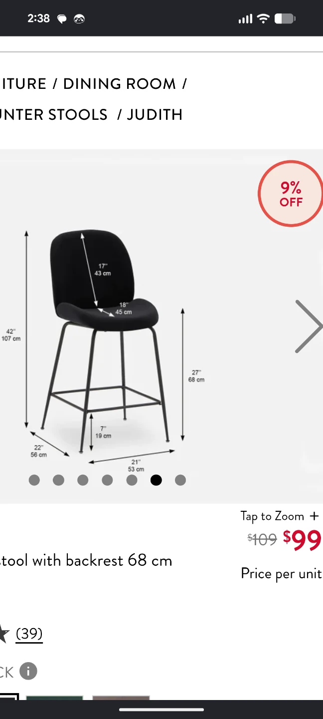 Black Velvet Bar Stool with Backrest - photo 3