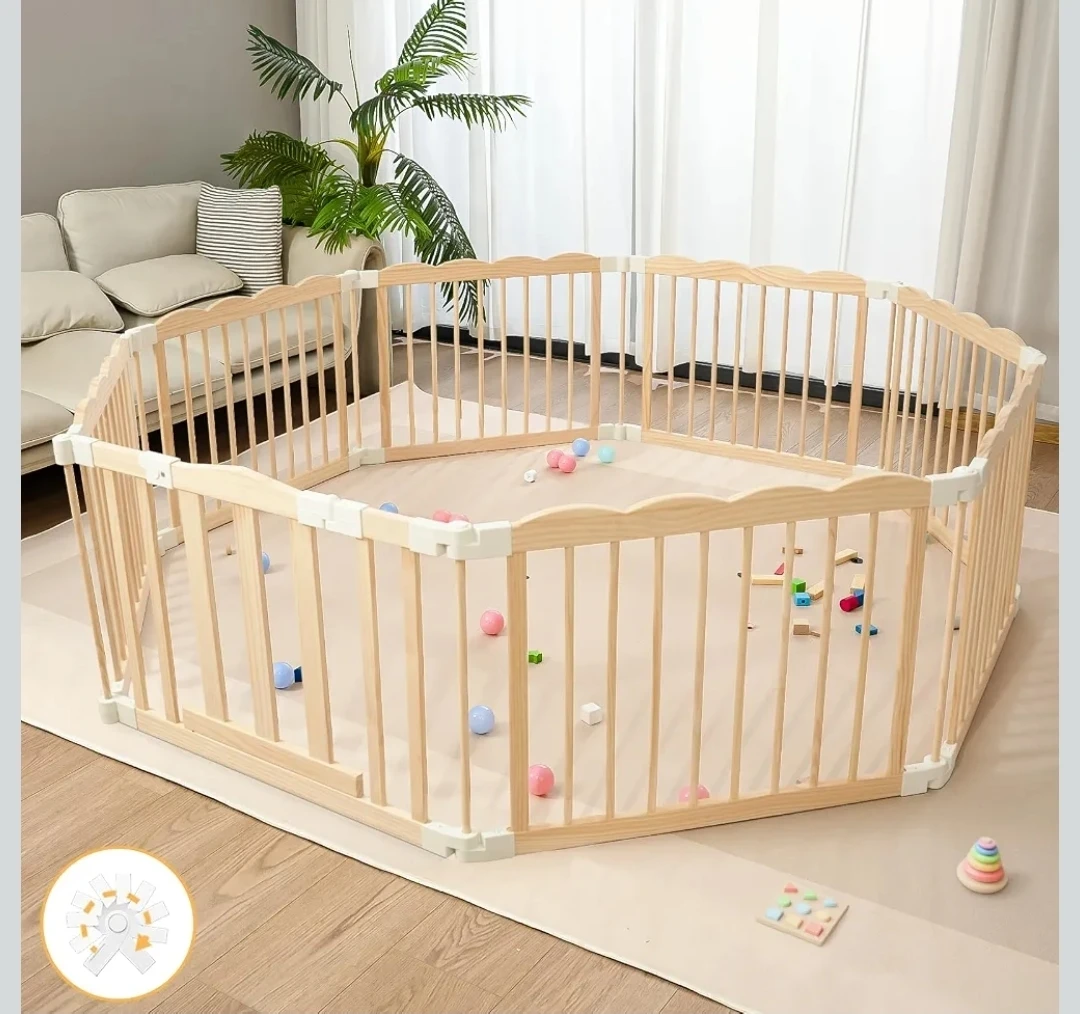 Adjustable Wooden Baby Playpen