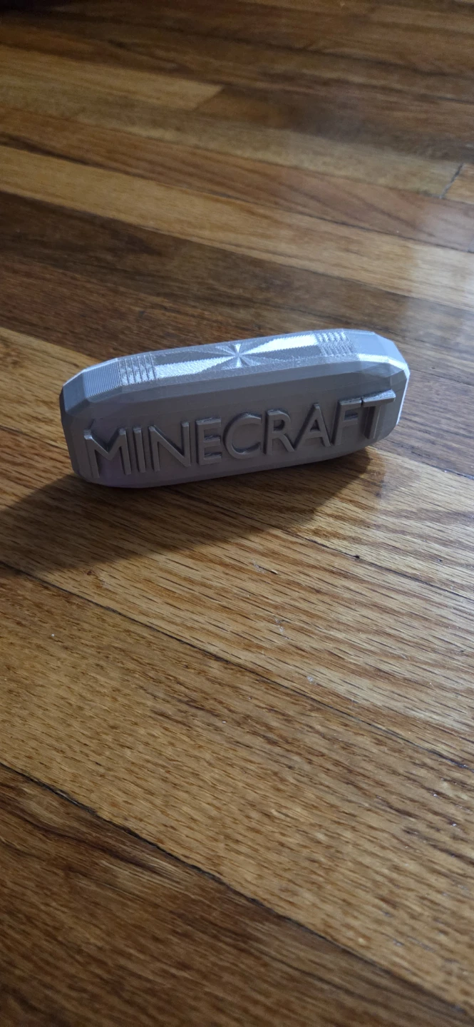 3D printed Minecraft text. ONLY CASH