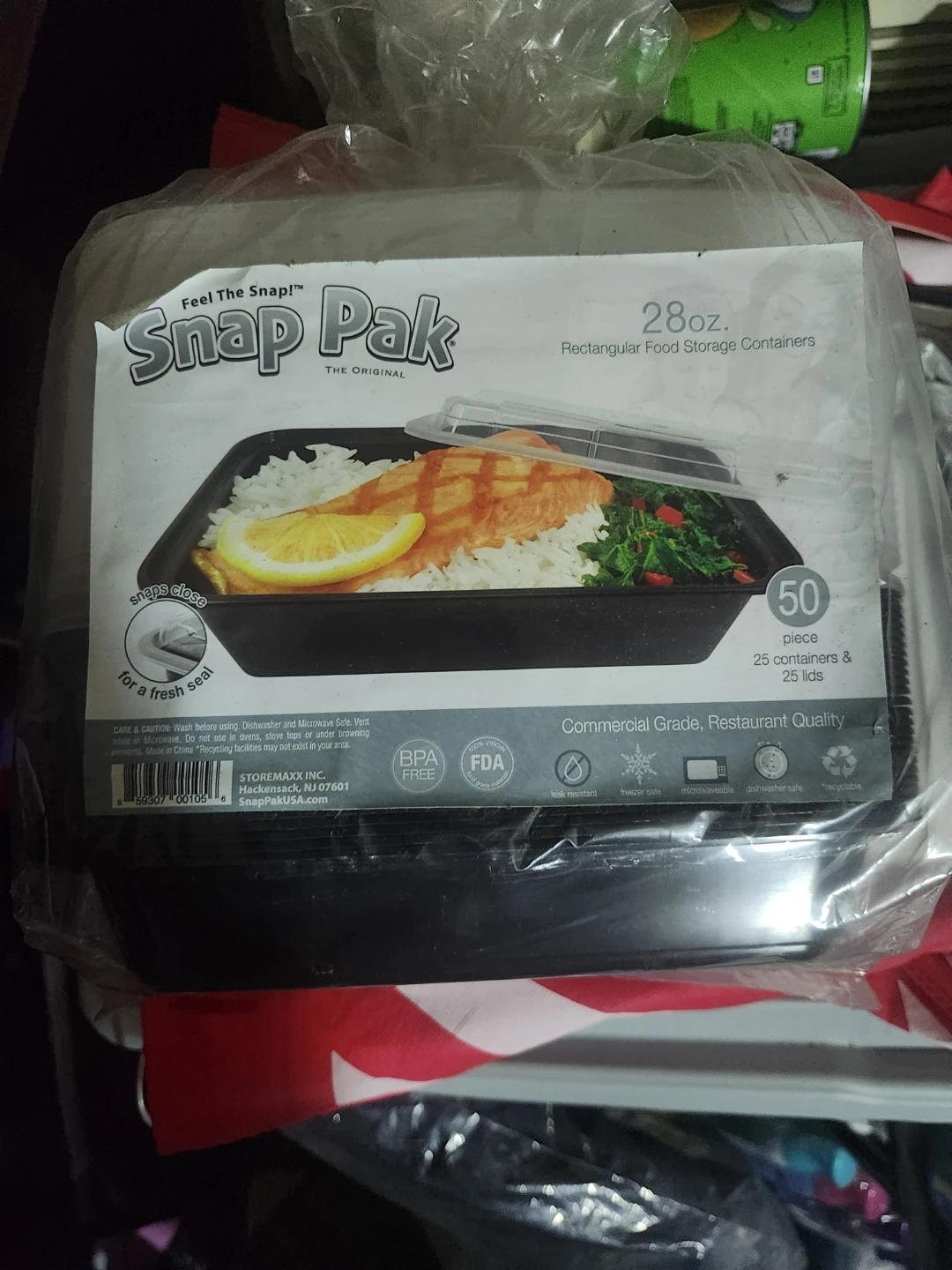 Snap Pak 28oz Rectangular Food Storage Containers - 50 Piece Set