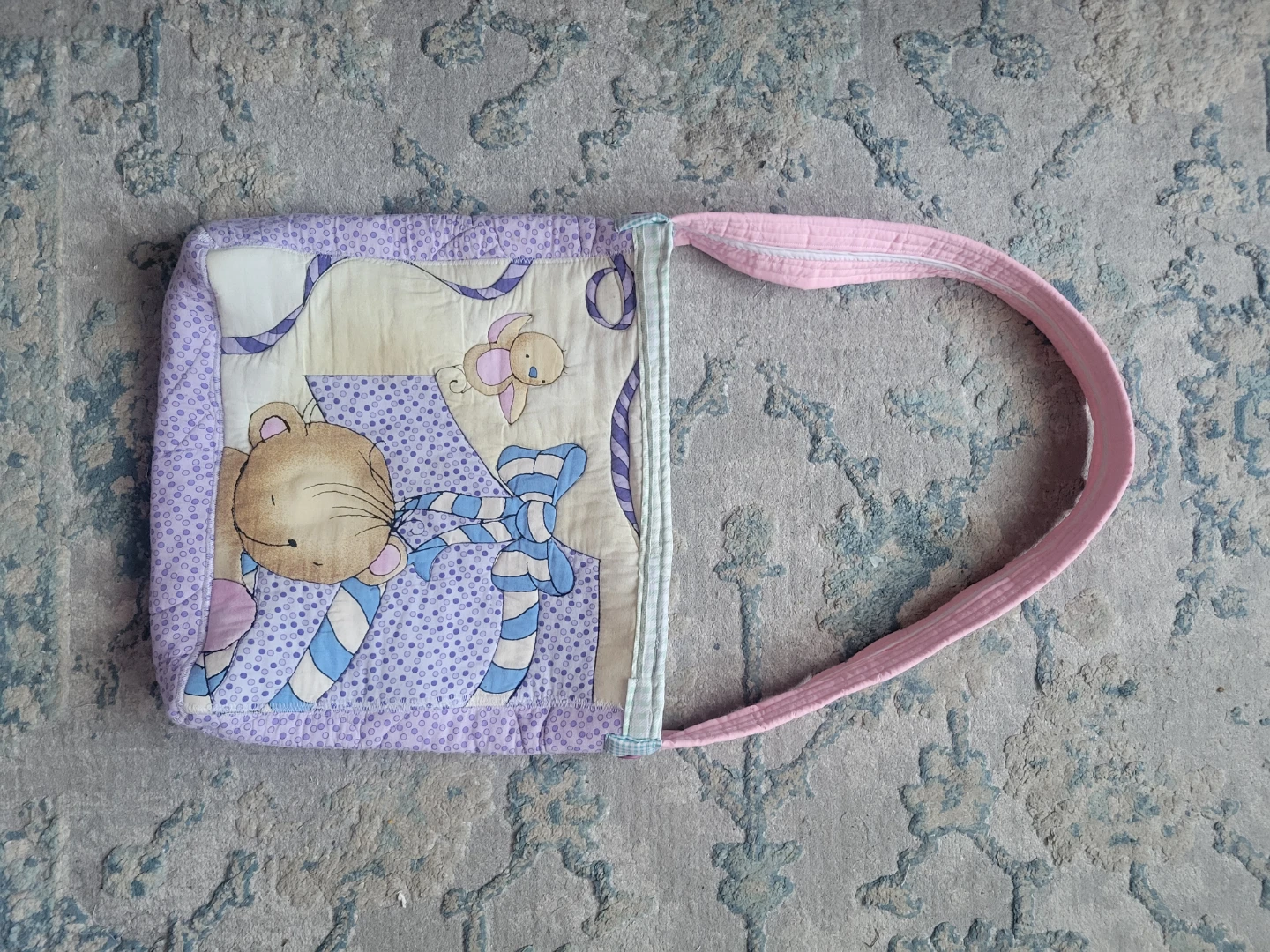Handmade Quilted Bag with Bear Design - photo 2