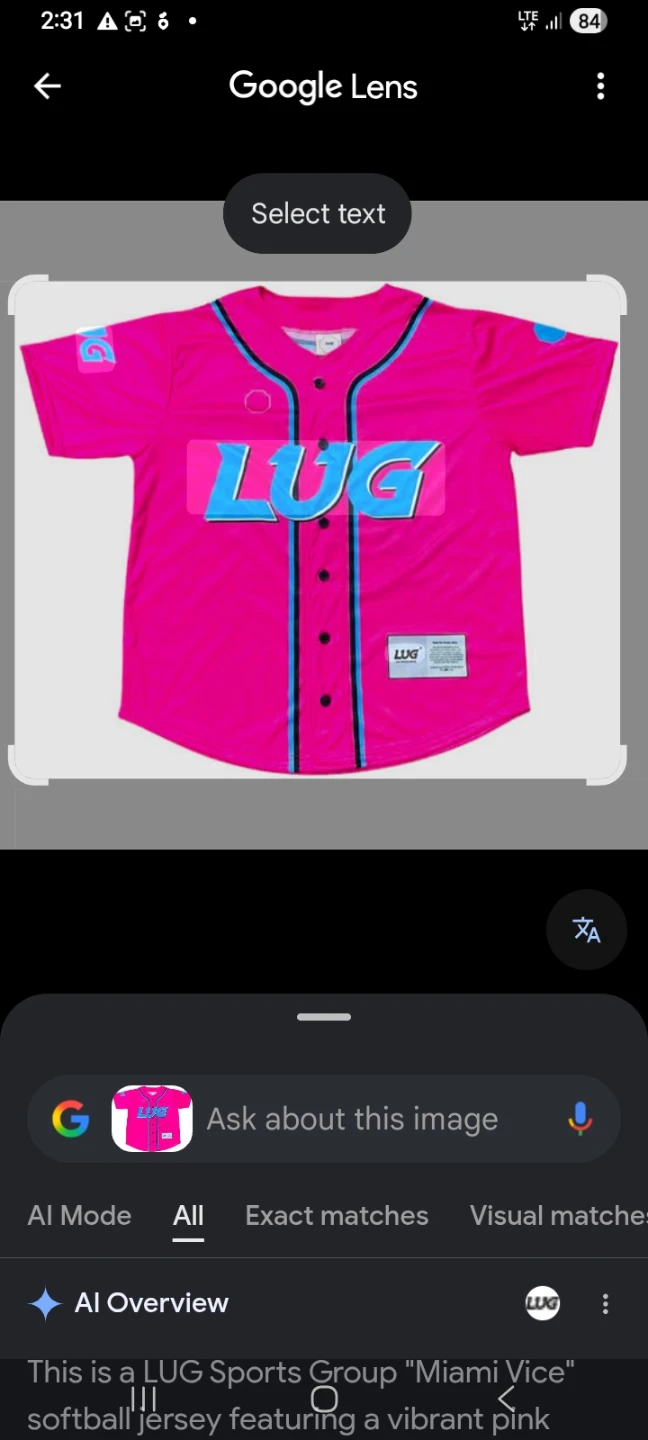 LUG Sport Club Pink Baseball Jersey