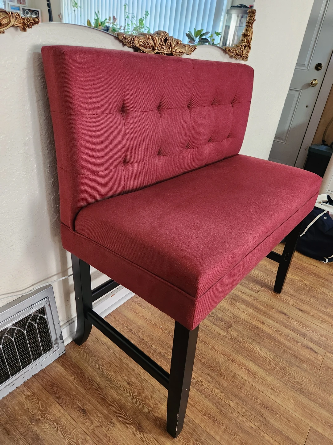 Red Tufted fabric Bench (barstool height) - photo 2