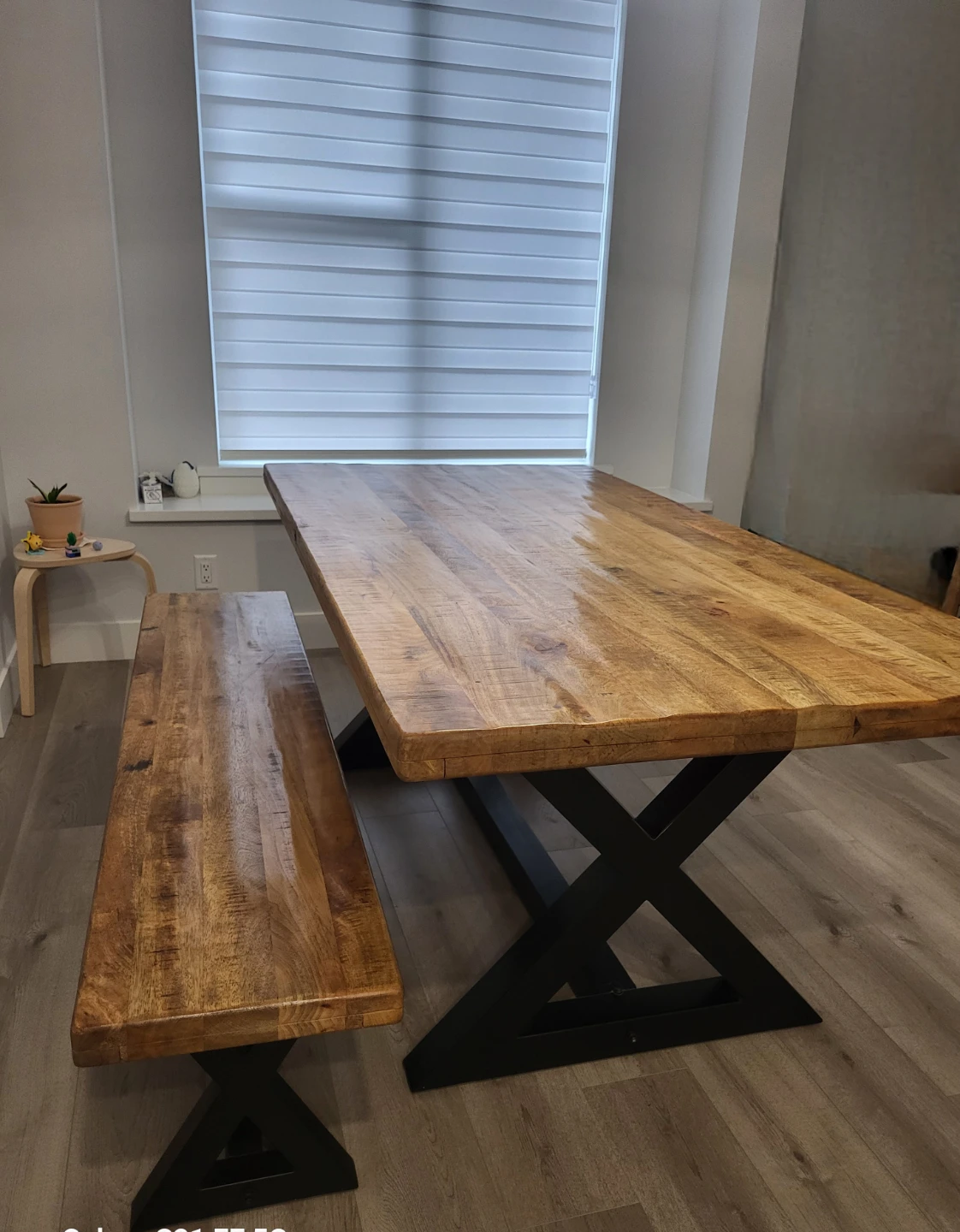 Ashley Solid Wood Dining Table and Bench Set