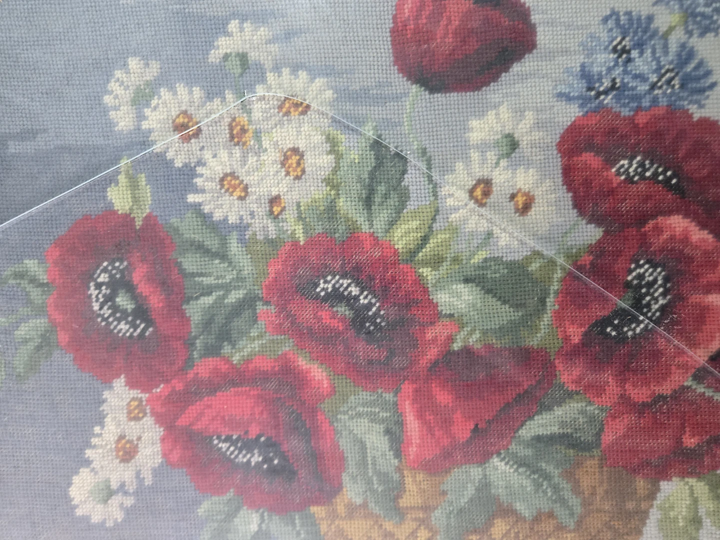 Vintage Framed Needlepoint Floral Art - photo 2