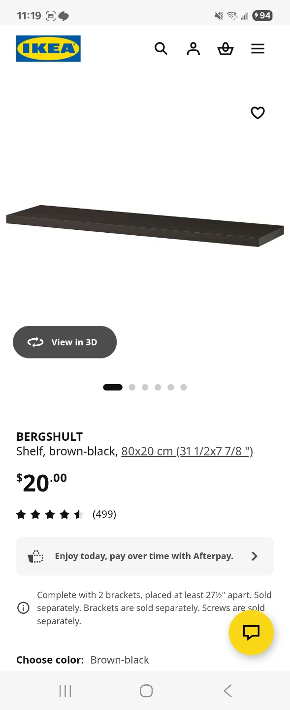 IKEA BERGSHULT Shelf, Brown-black, 80x20 cm