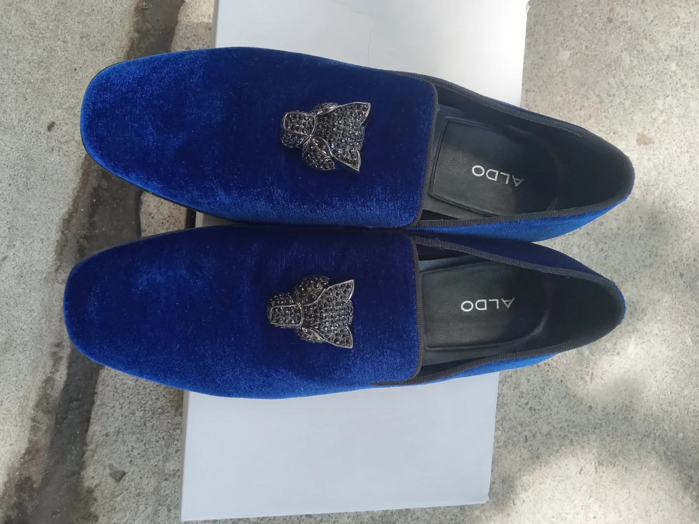 ALDO Blue Velvet Loafers with Black Panther Detail - photo 2