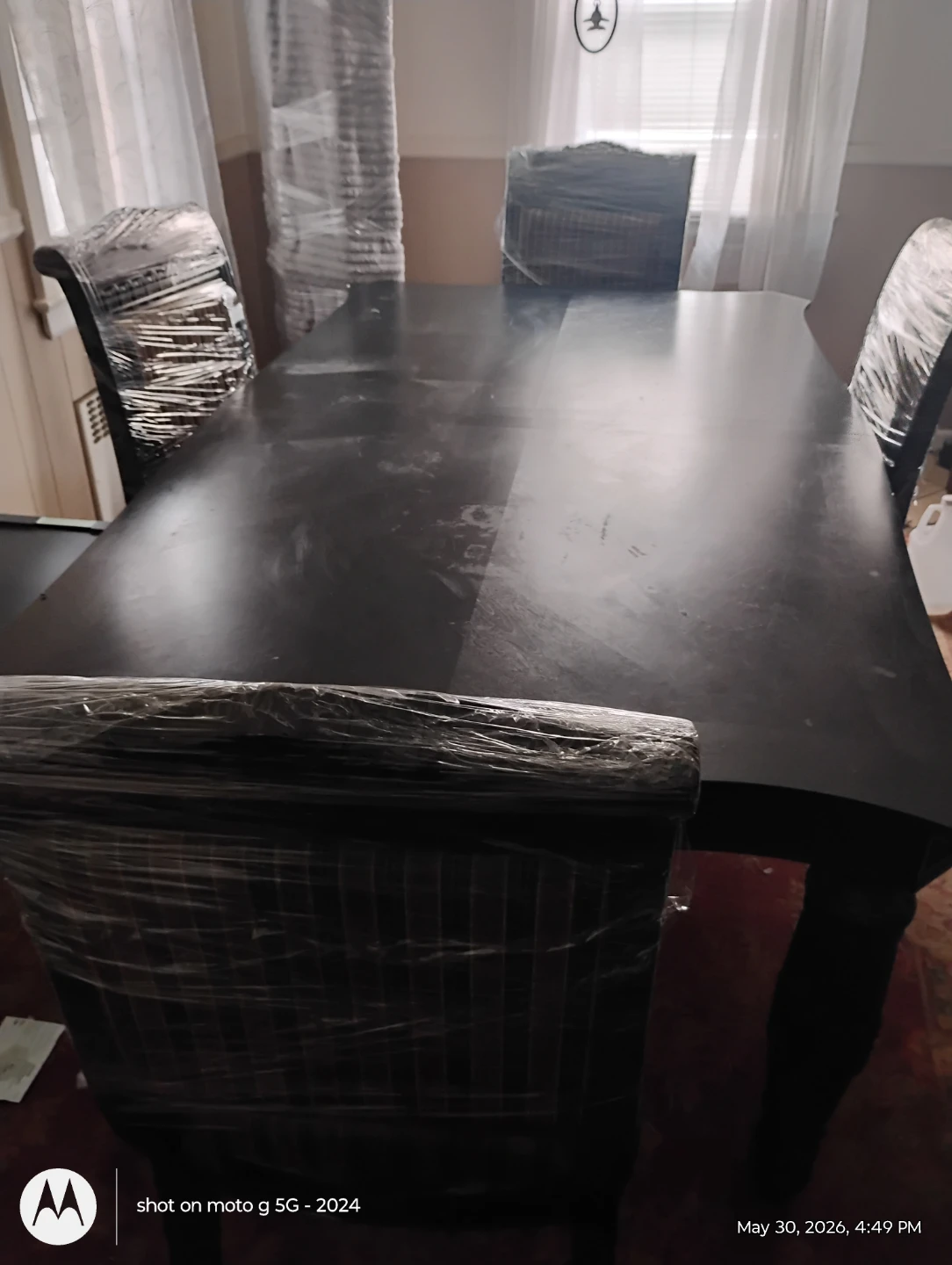 Dark Wood Dining Table and Chairs Set
