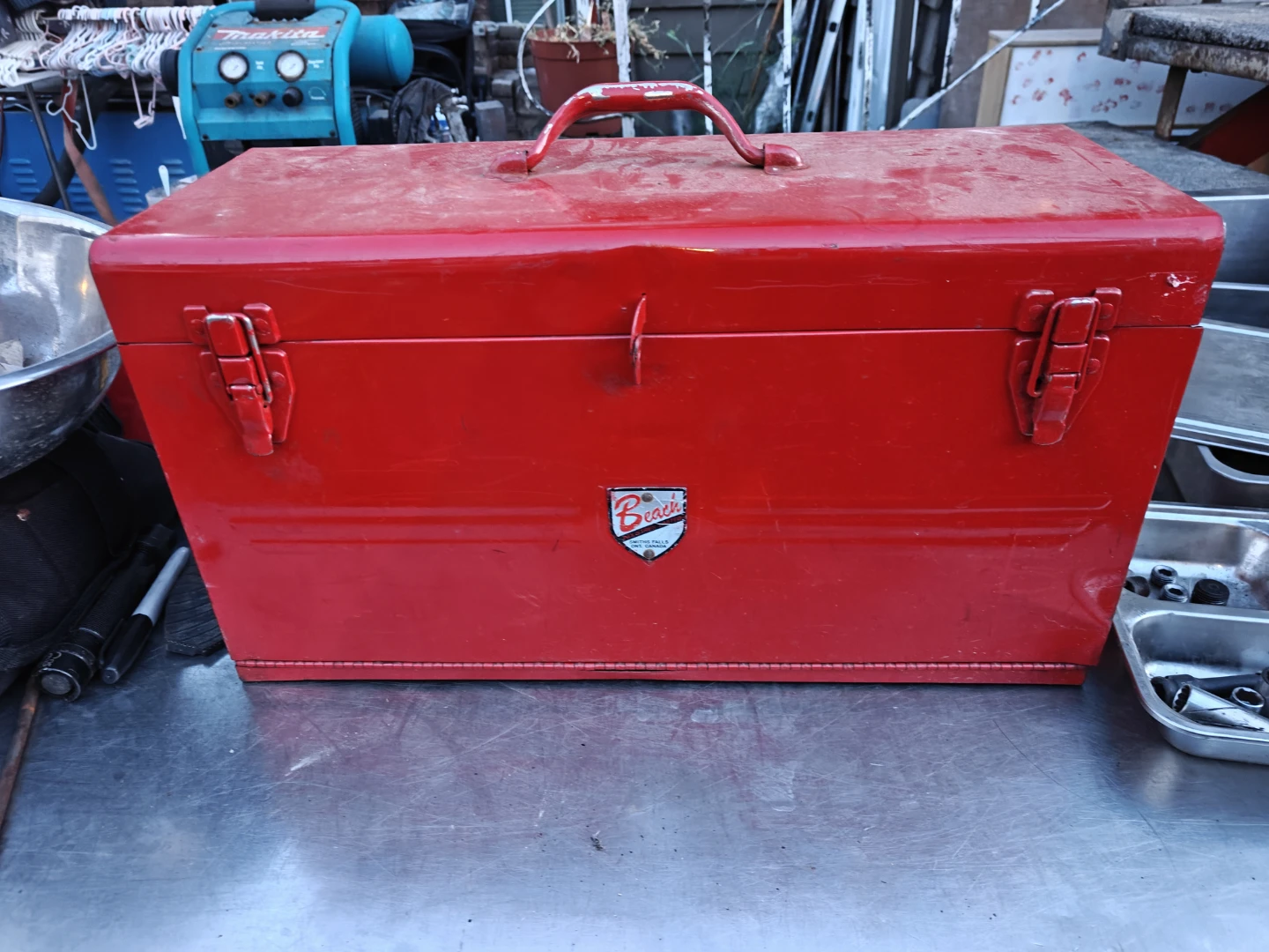 Red "Best" Tool Box with Assorted Tools