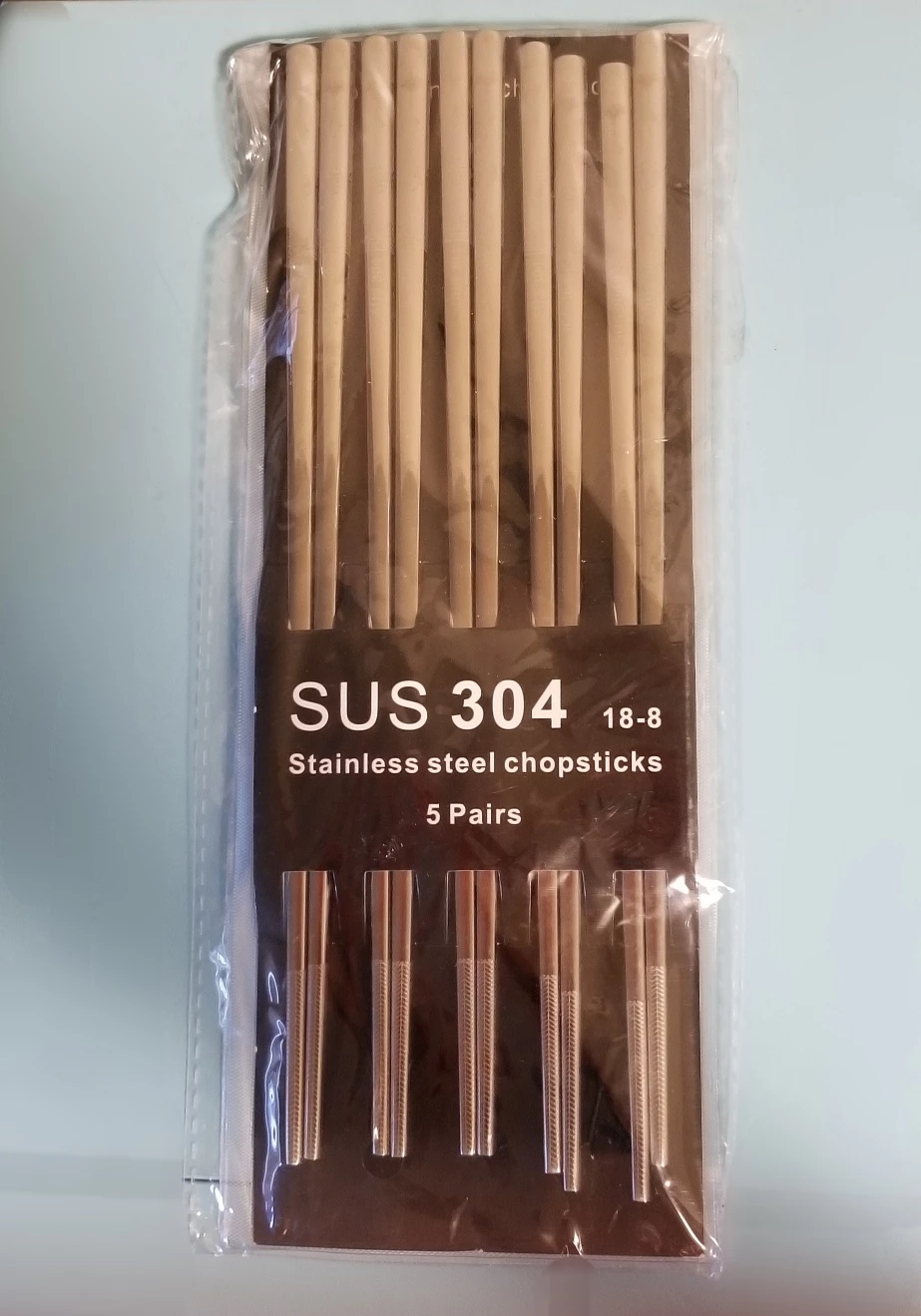 NEW 5 Pairs Stainless Steel Chopsticks ⚽