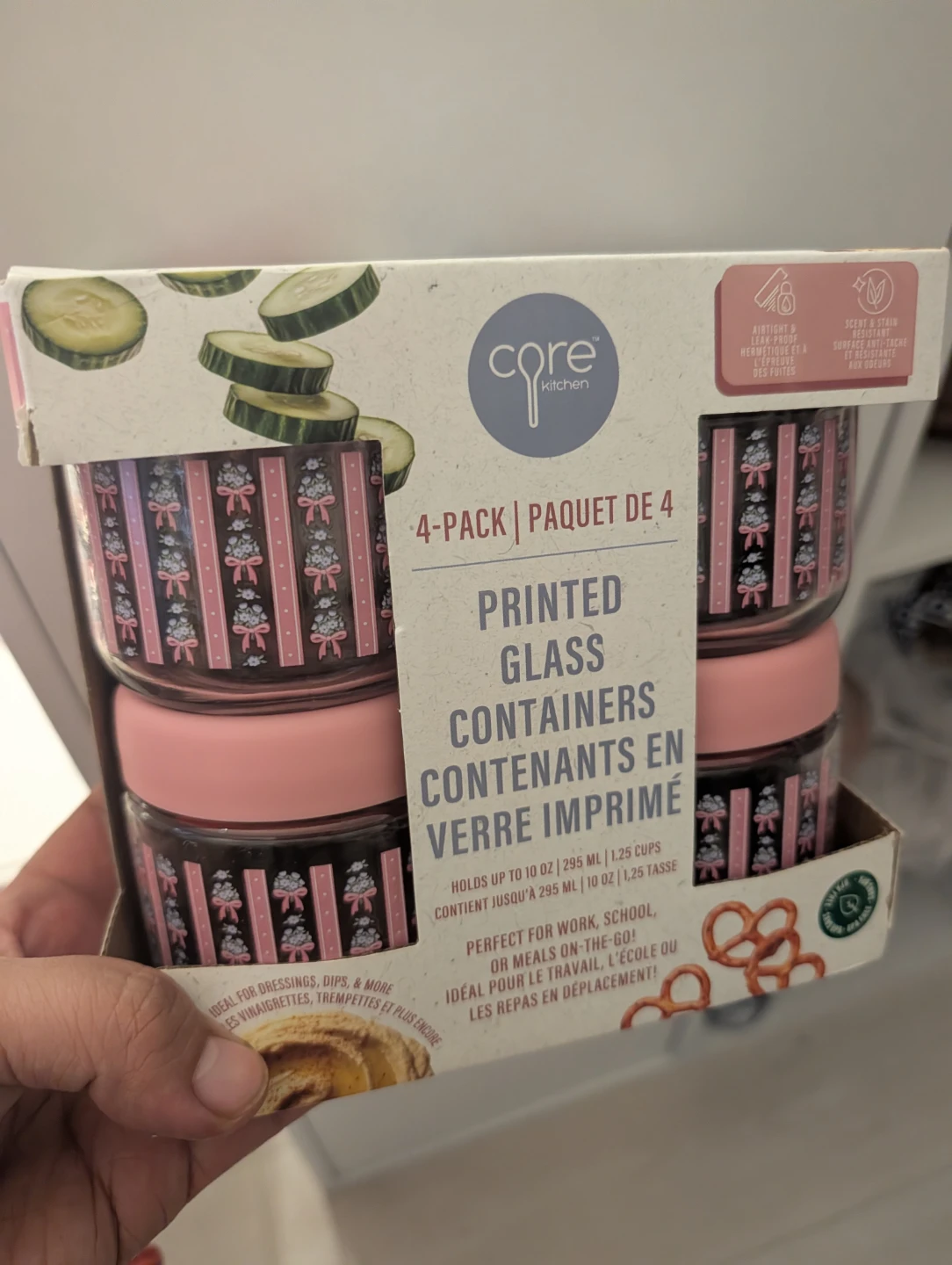 Core Kitchen 4-Pack Printed Glass Containers