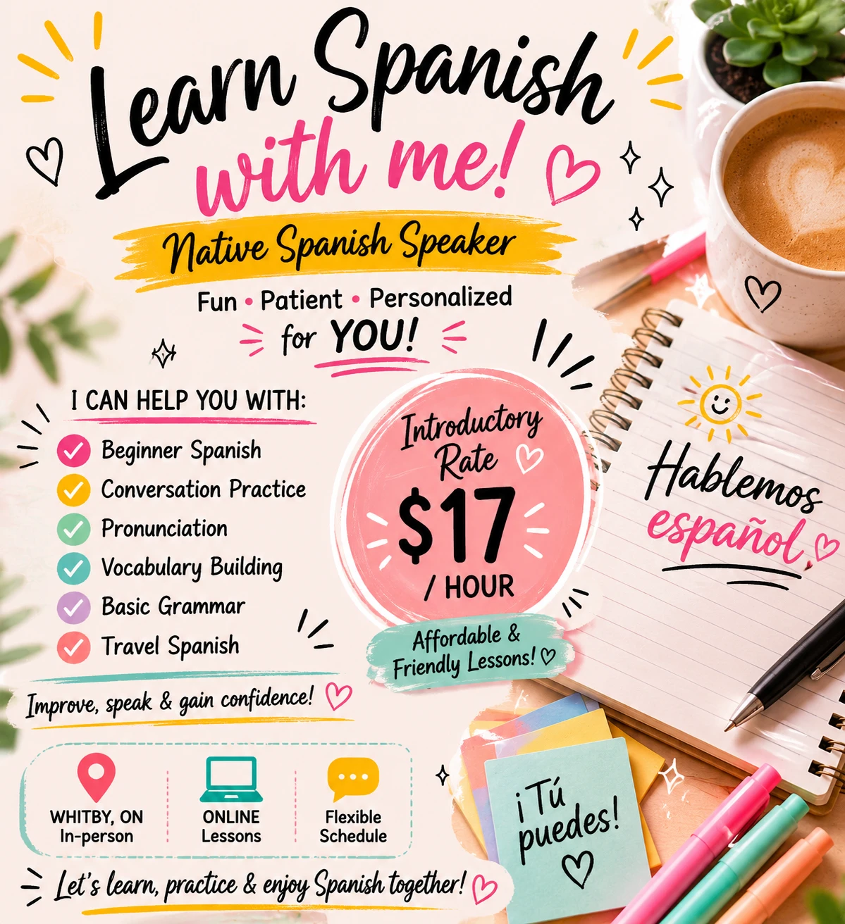 Spanish Lessons with Native Speaker - $17/Hour
