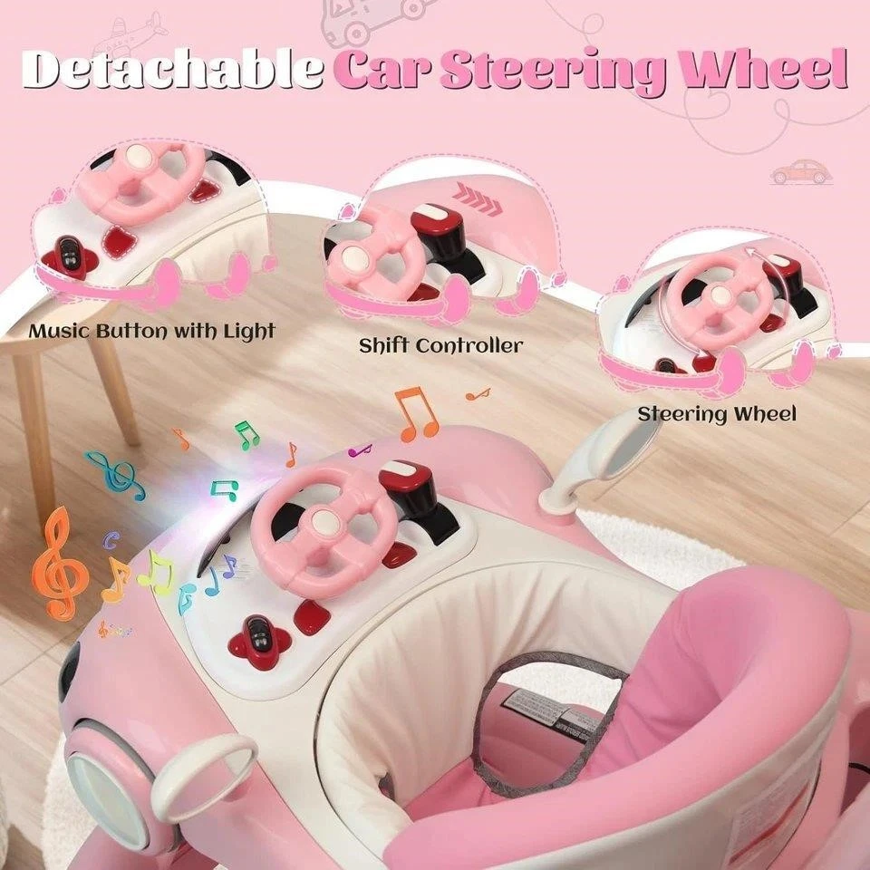 Pink Baby Walker with Detachable Steering Wheel - photo 3