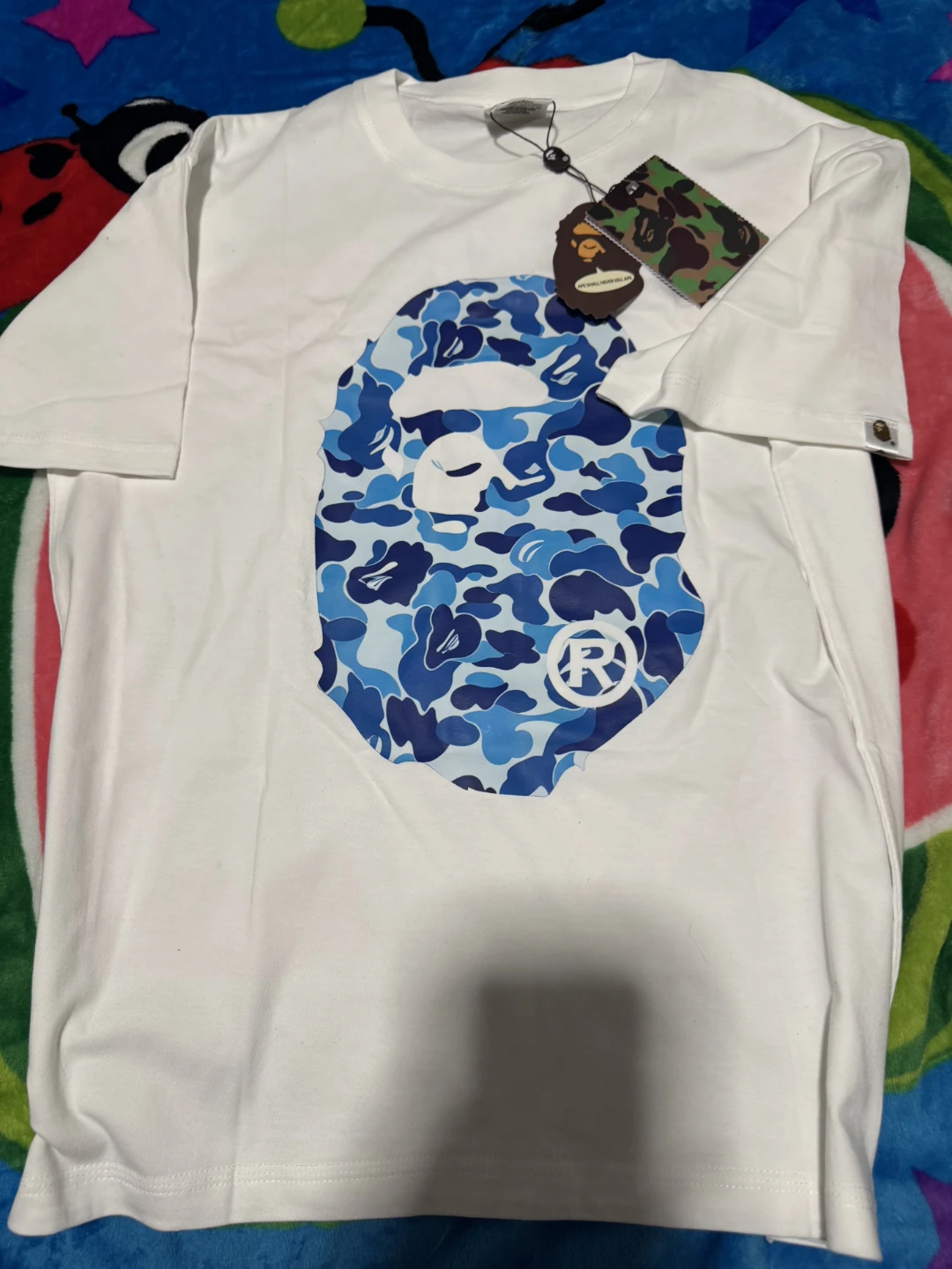 A Bathing Ape T-Shirt Blue Camo Ape Head