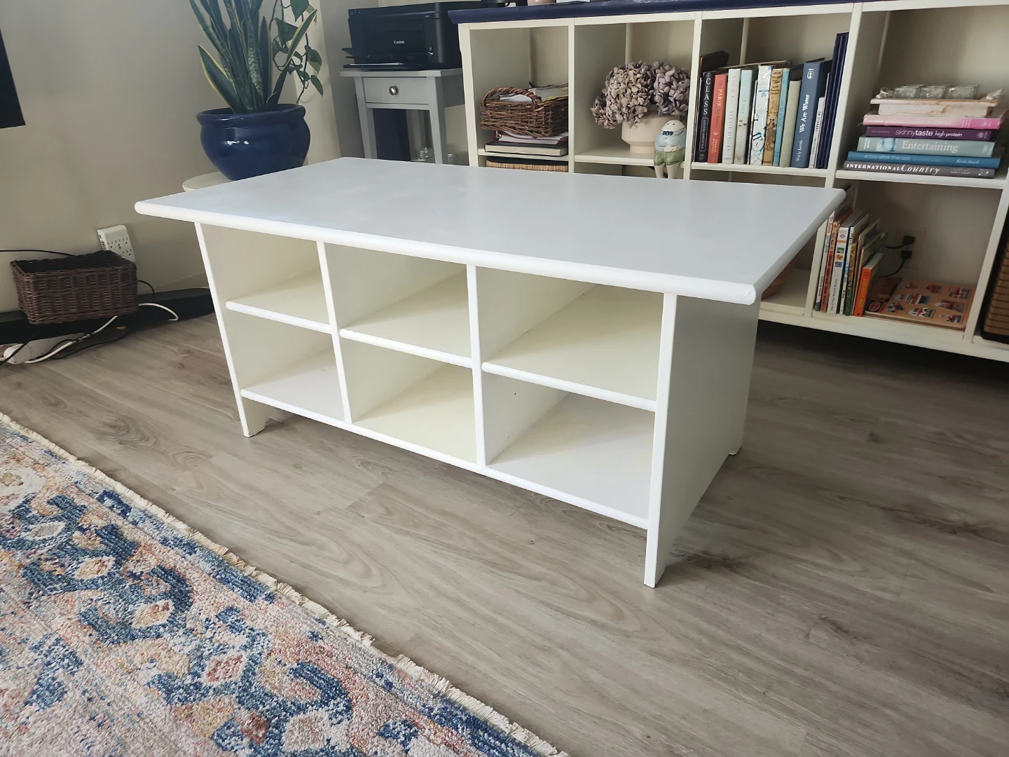 White painted wooden TV stand/media unit
