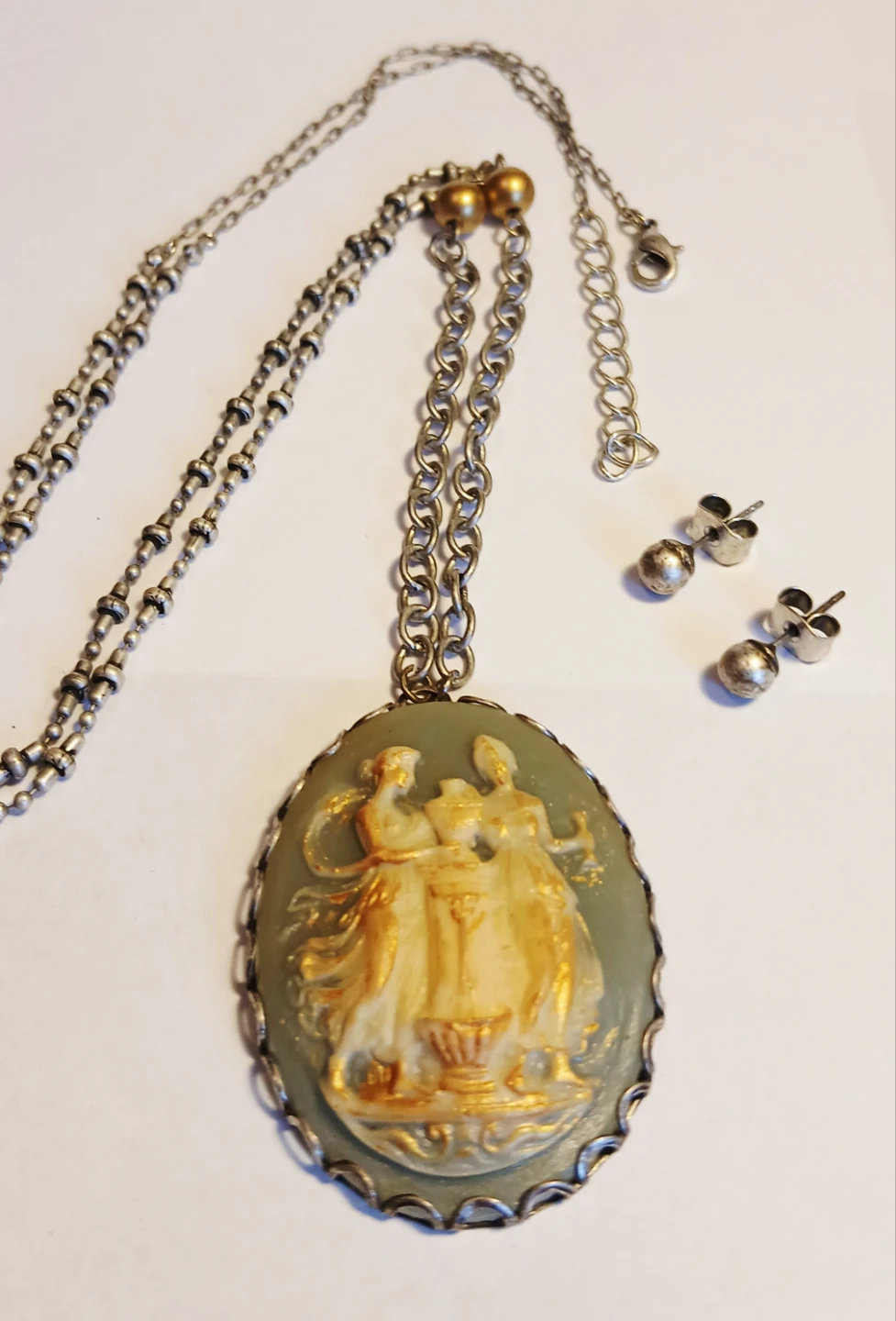 Cameo Necklace and Earrings Set