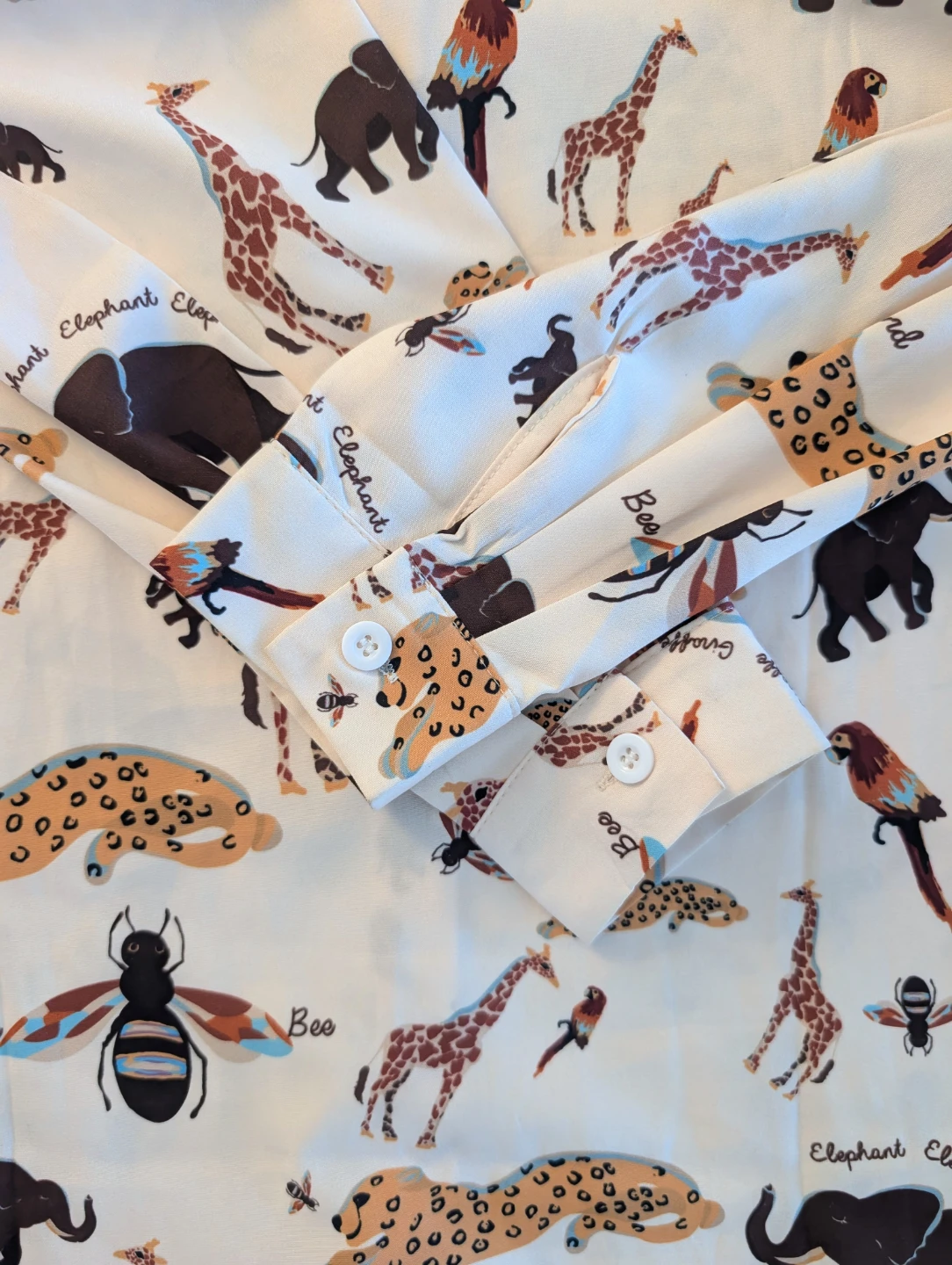 Safari Animal Print Button-Down Shirt | Size S - photo 2