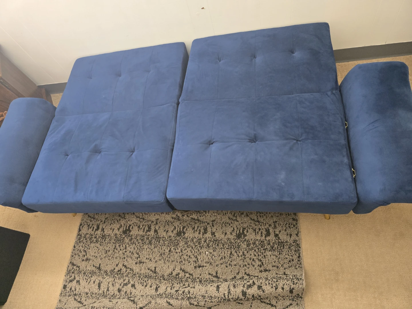 Blue Tufted Futon Sofa