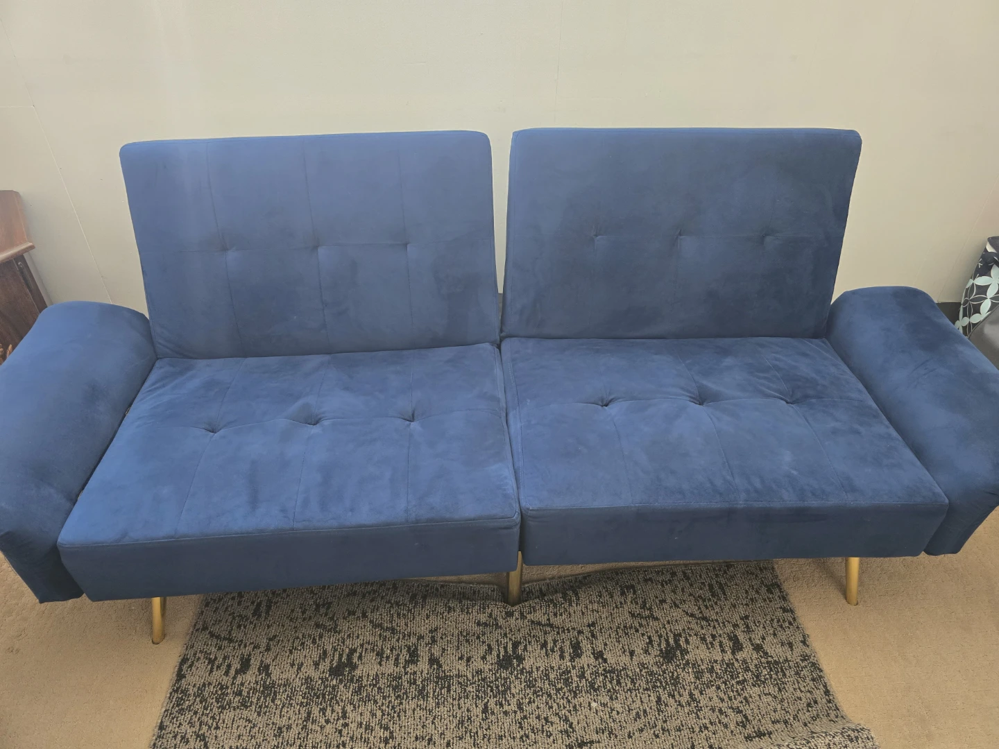 Blue Tufted Futon Sofa - photo 2