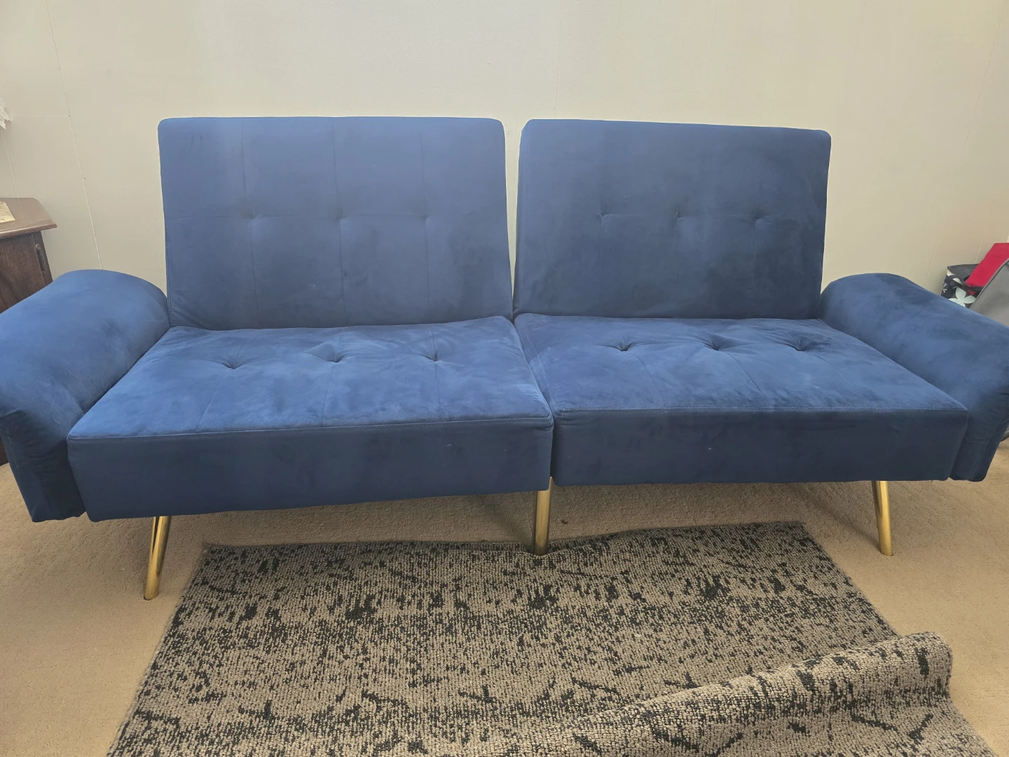 Blue Tufted Futon Sofa - photo 3
