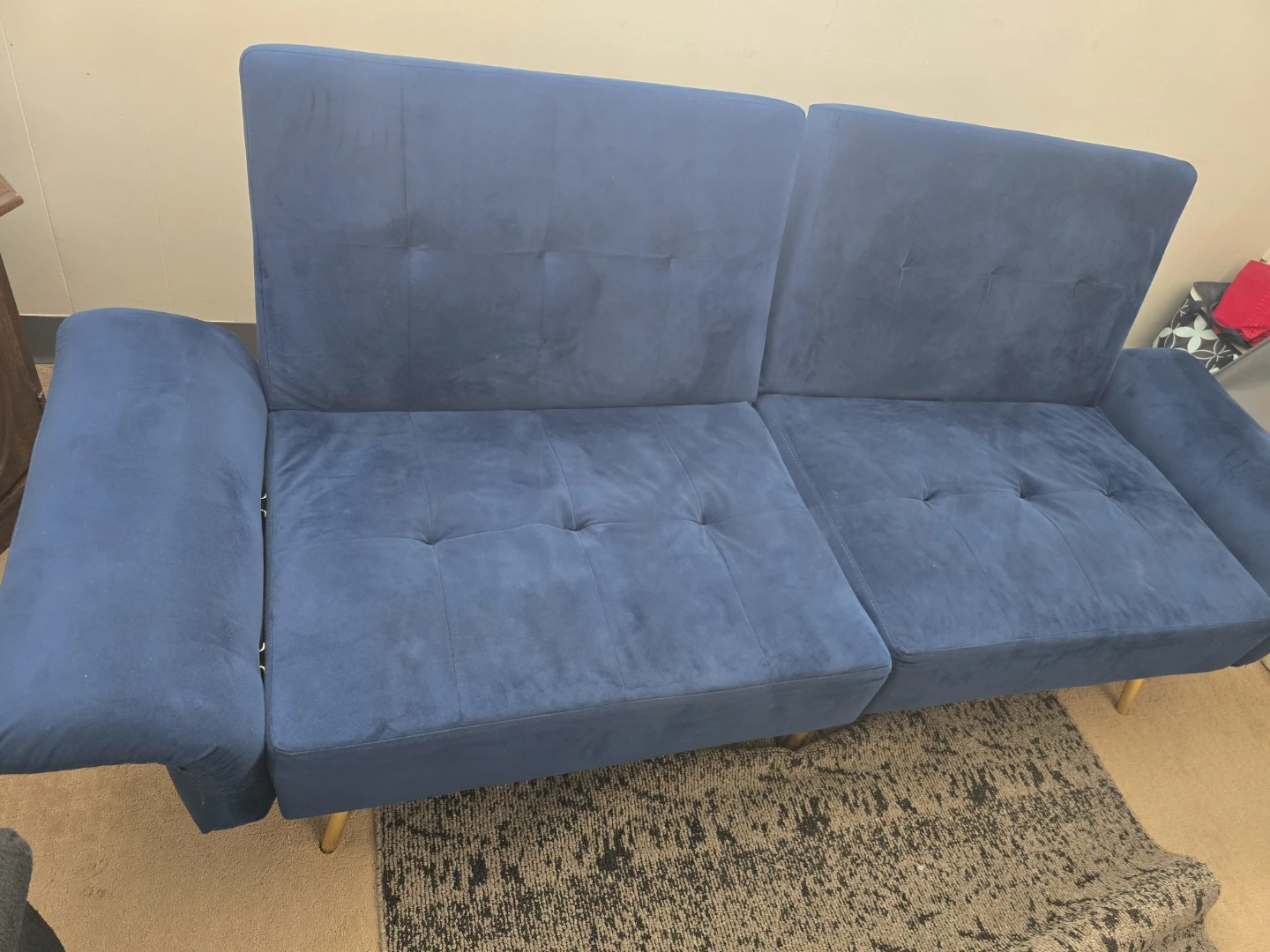 Blue Tufted Futon Sofa - photo 4
