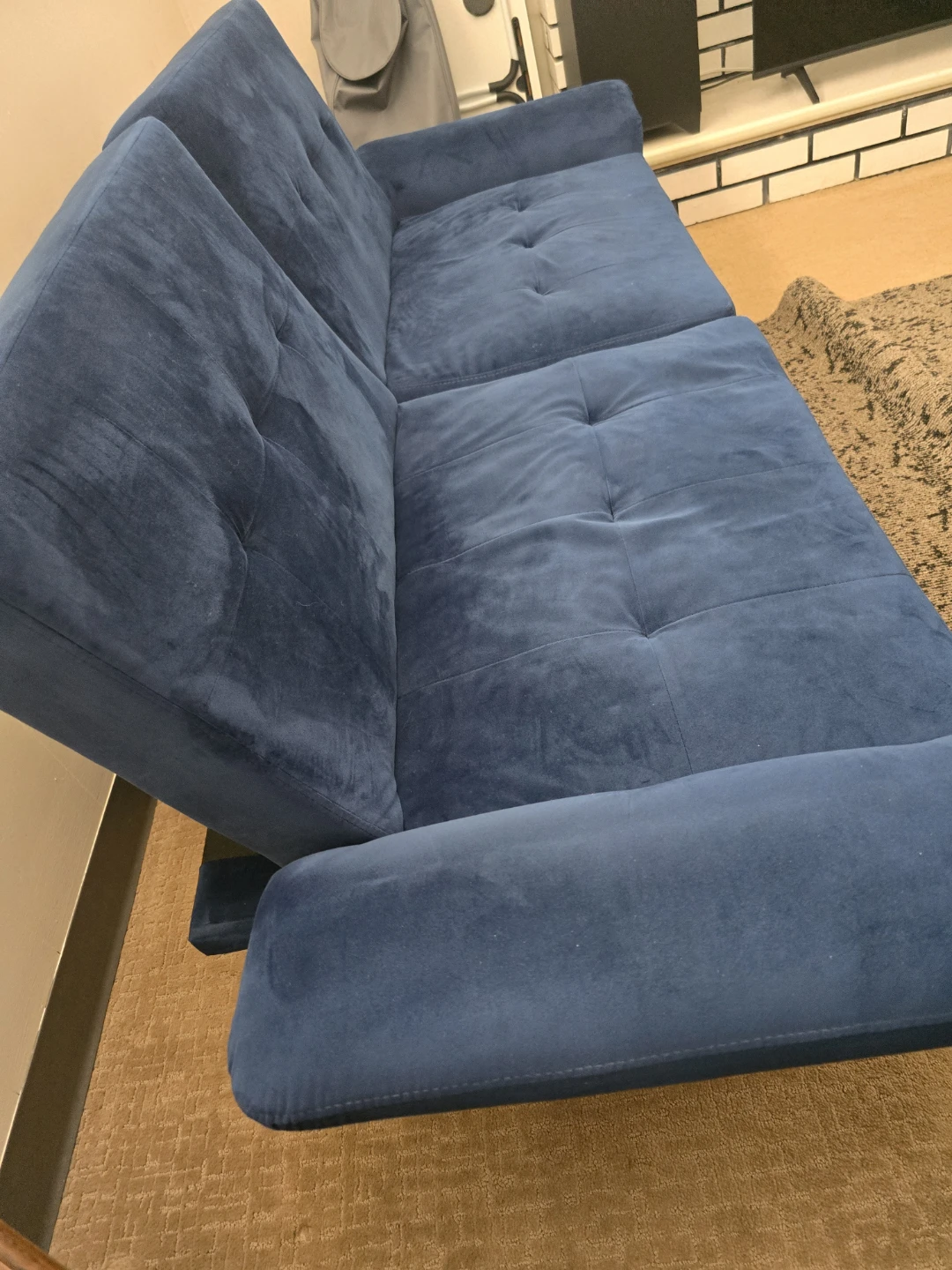 Blue Tufted Futon Sofa - photo 5