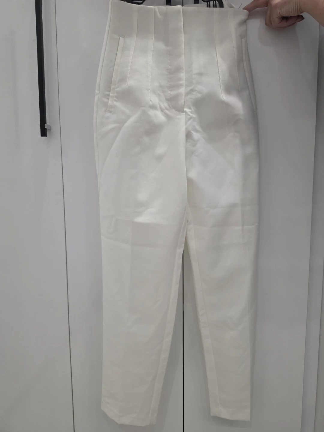 ZARA White High-Waisted Trousers Size XS