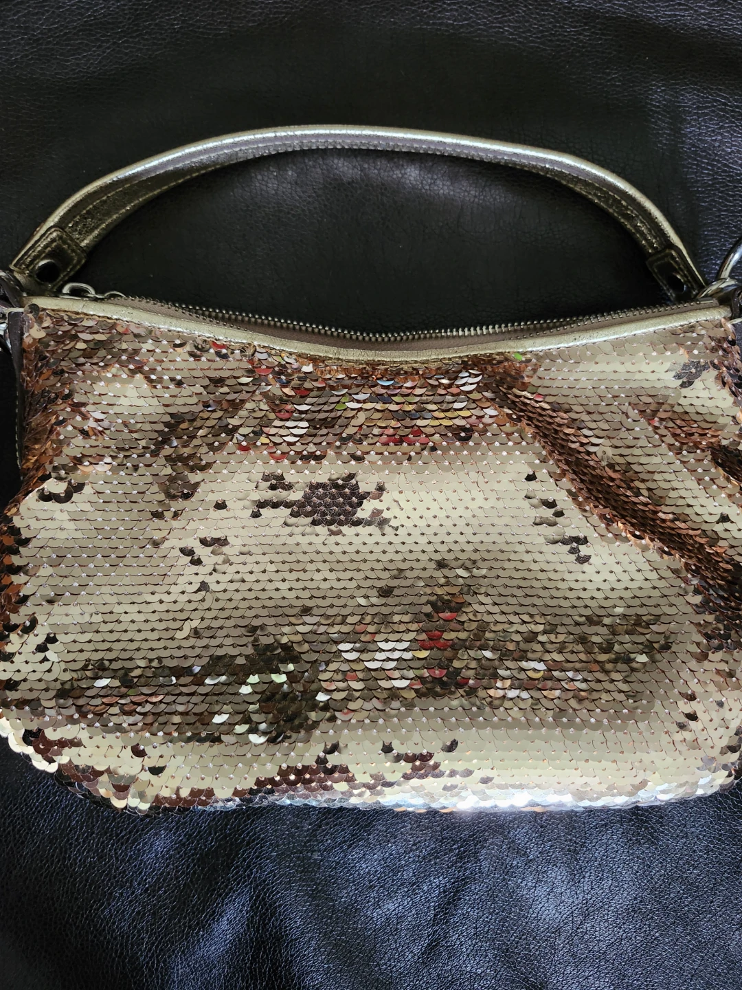 Breathtaking Rare Coach Gold Sequin  Bag Purse - photo 3