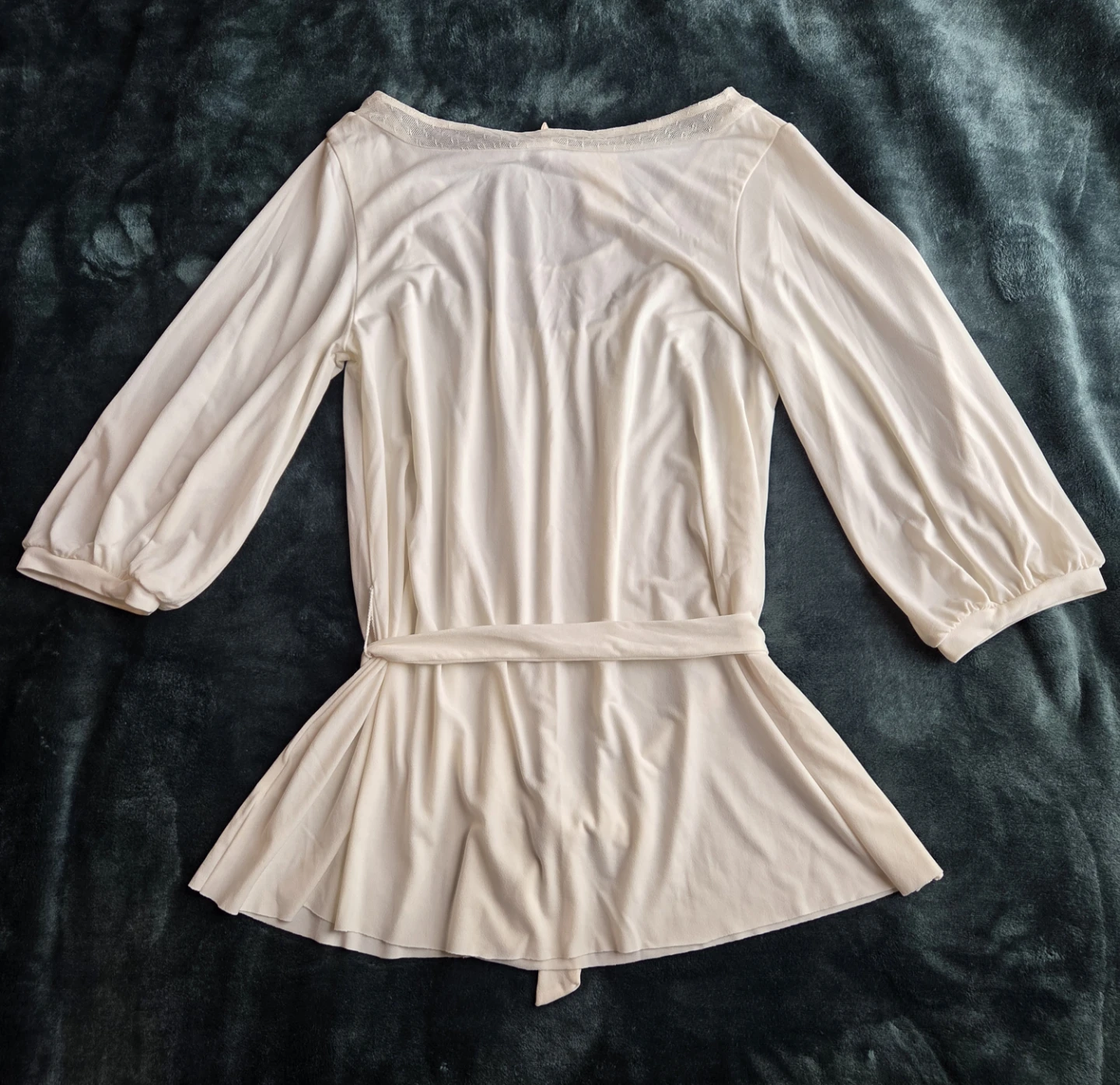 LOX Brand Mandee Cream Lace Trim Tunic Top with Belt Size M - photo 2