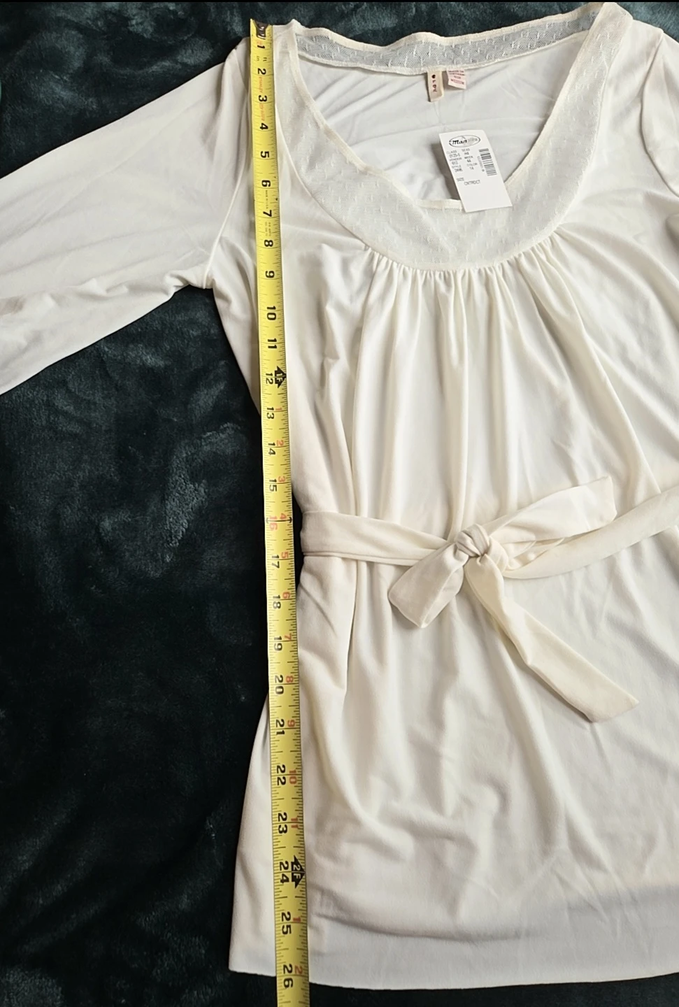 LOX Brand Mandee Cream Lace Trim Tunic Top with Belt Size M - photo 5