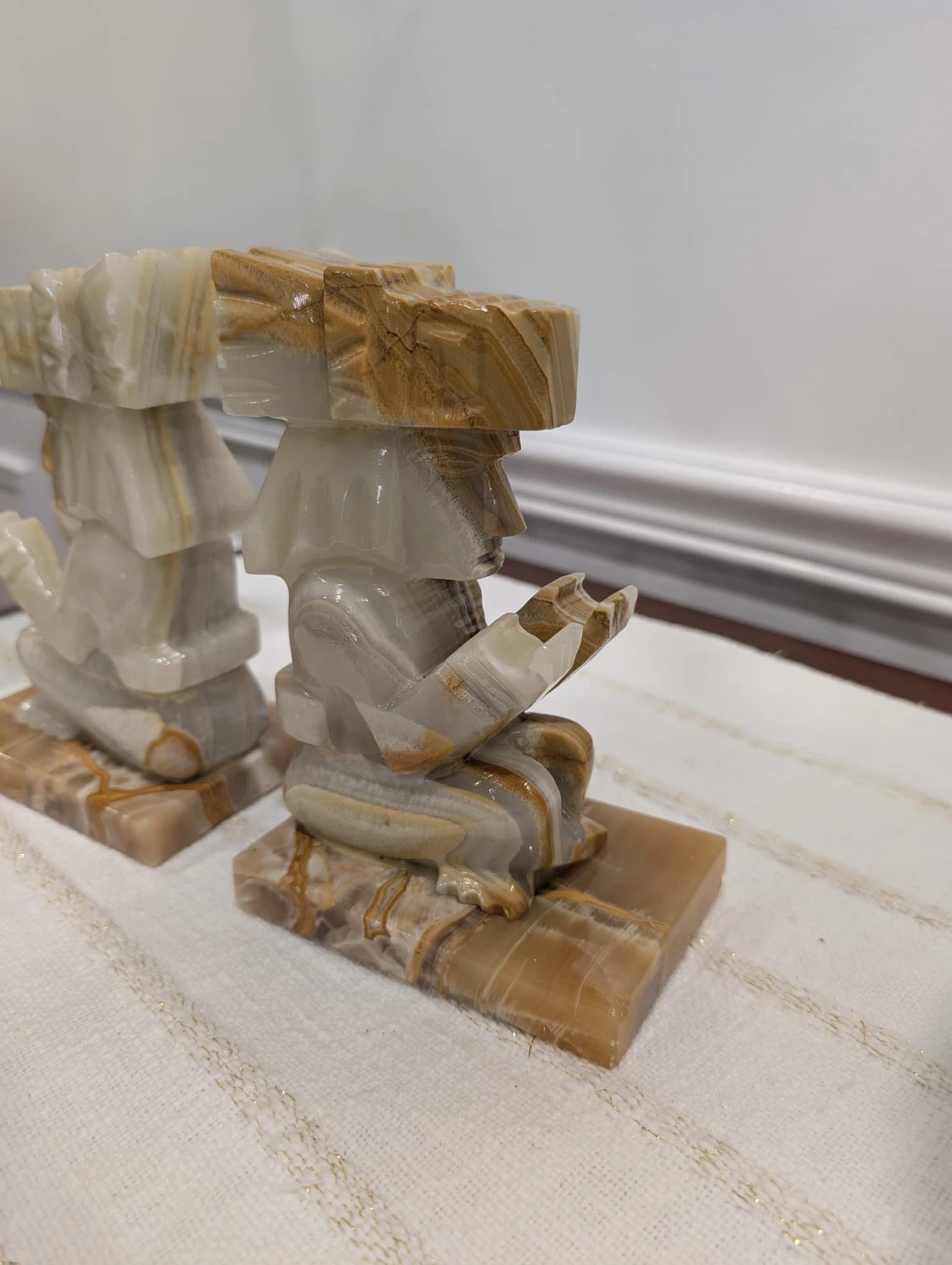 Aztec Marble Onyx Stone Carved Bookends - photo 5