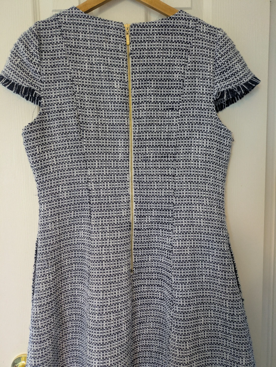 Eliza J Navy & White Tweed Dress - Size 12 - photo 5
