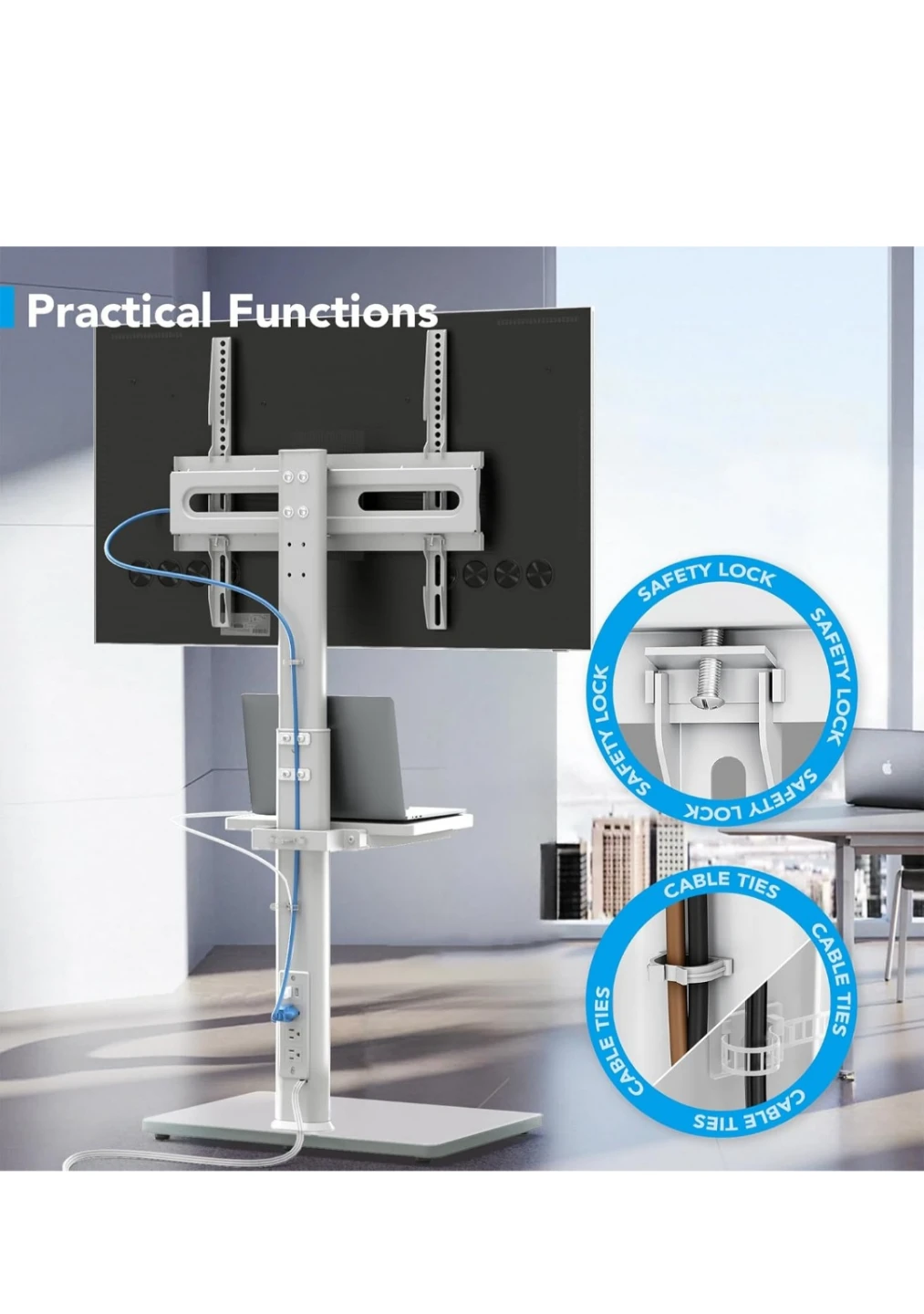 Mobile TV Stand with Integrated Power Strip - photo 2