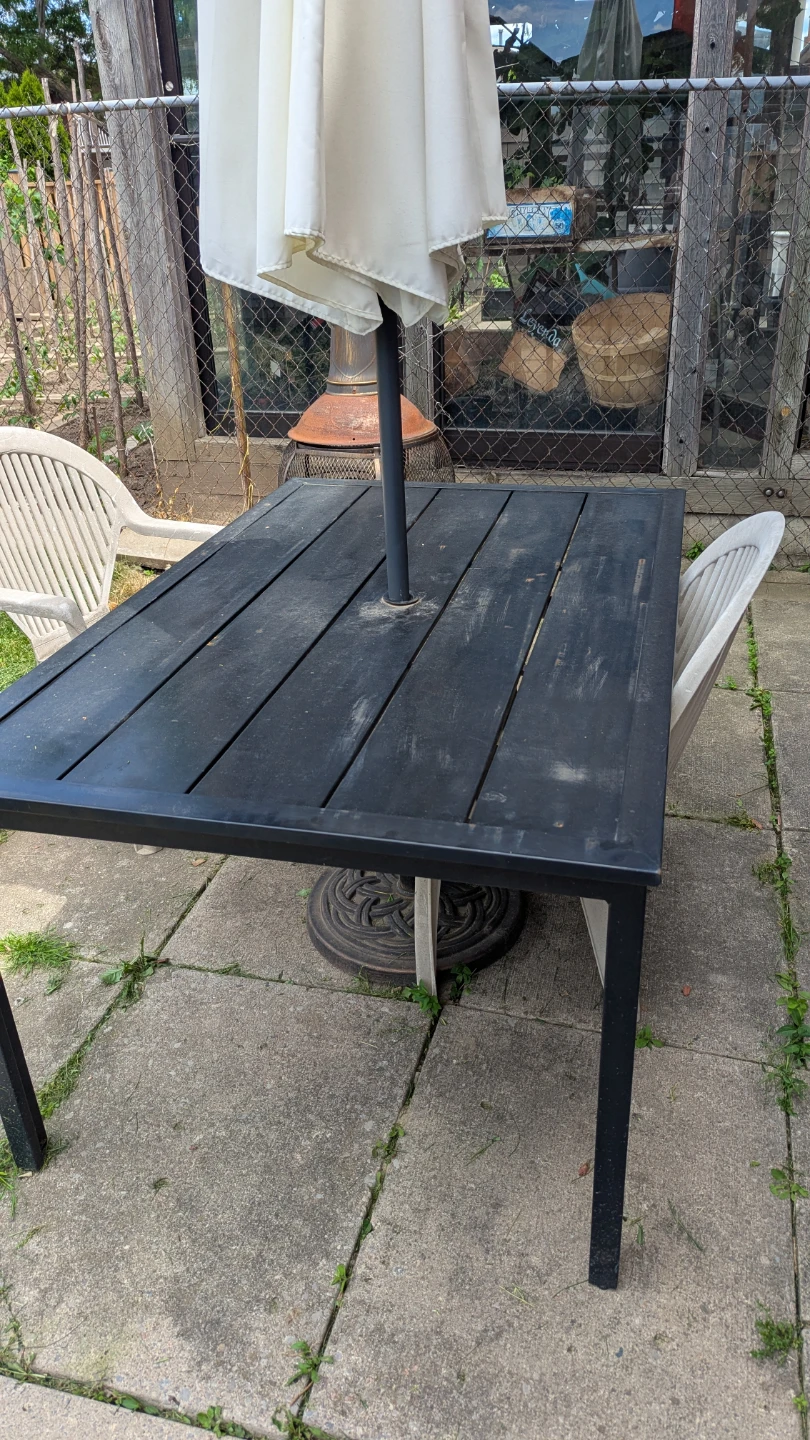 Black Patio Dining Table with Umbrella Hole