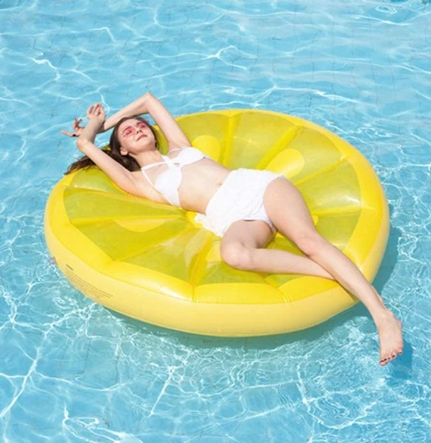 NEW 60" Swimming Pool Float Inflatable Round Lemon Floating Row - photo 4