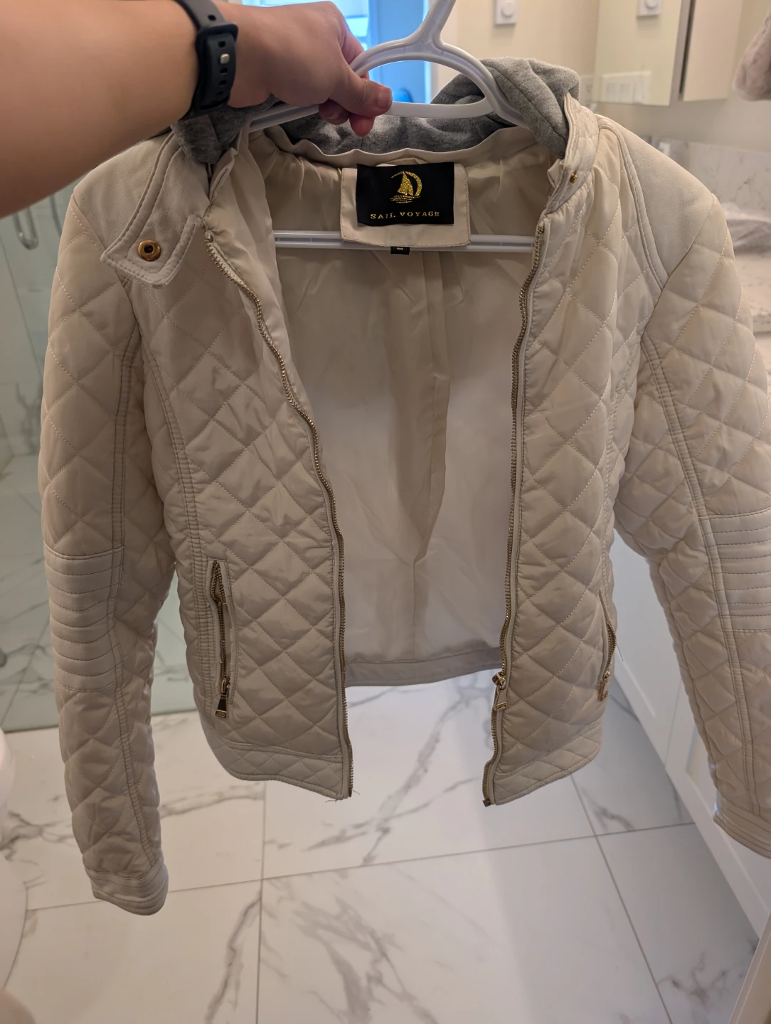 Sail Voyage Quilted Jacket with Hood S-M