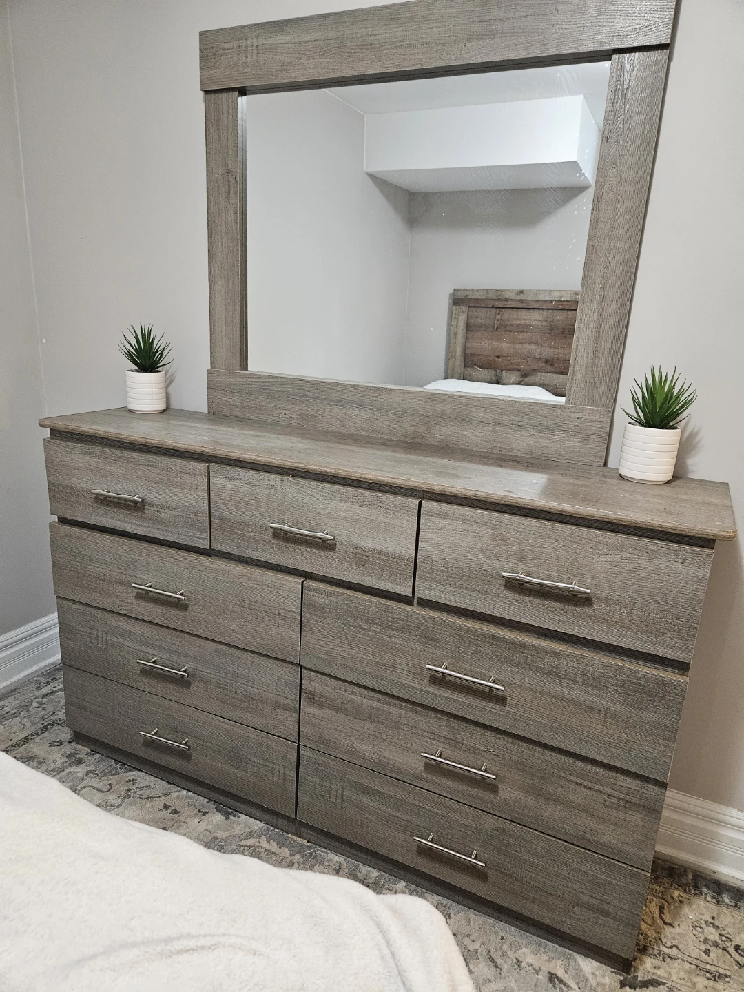 Wooden Dresser with Mirror