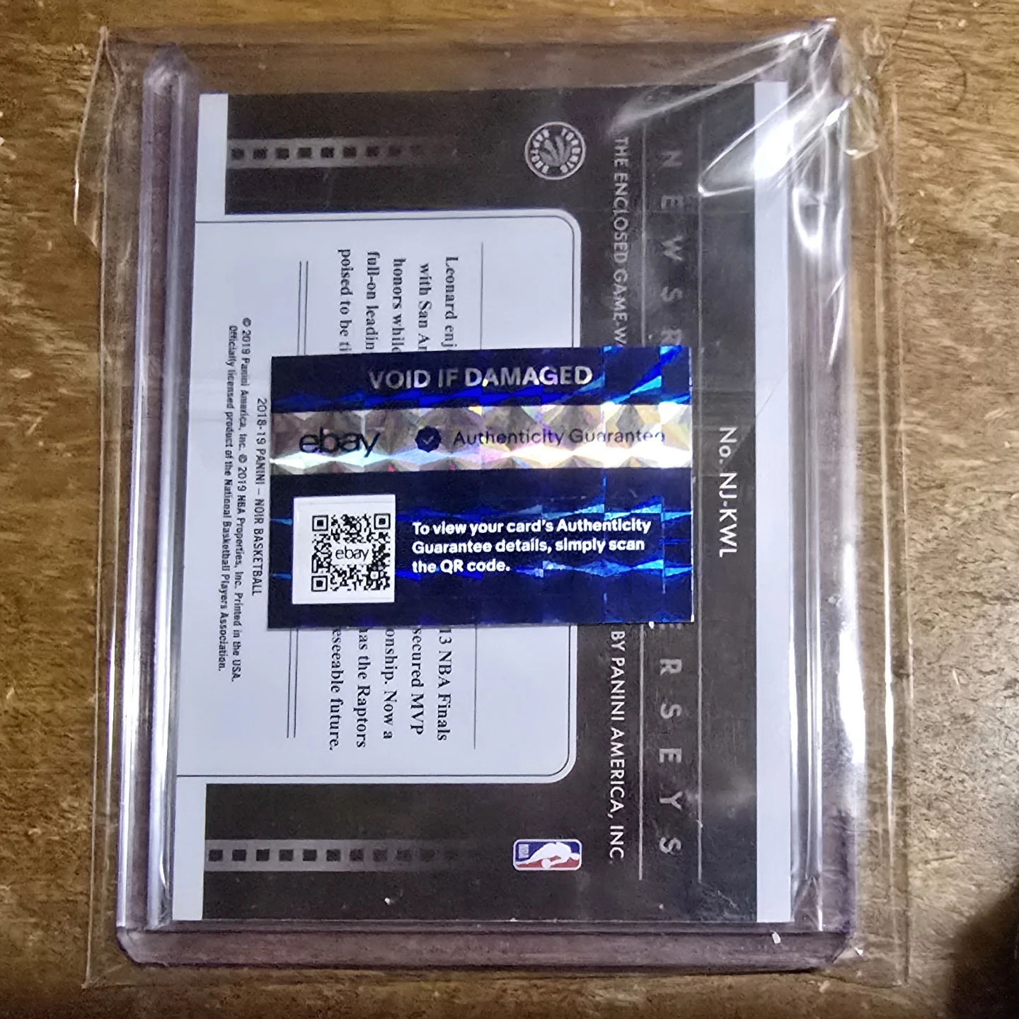 2019 Panini Noir Kawhi Leonard NBA Card #/10 - photo 2