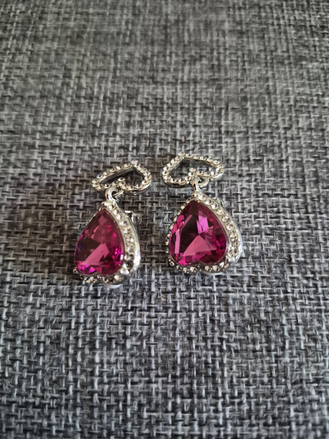 Pink Heart Dangle Earrings